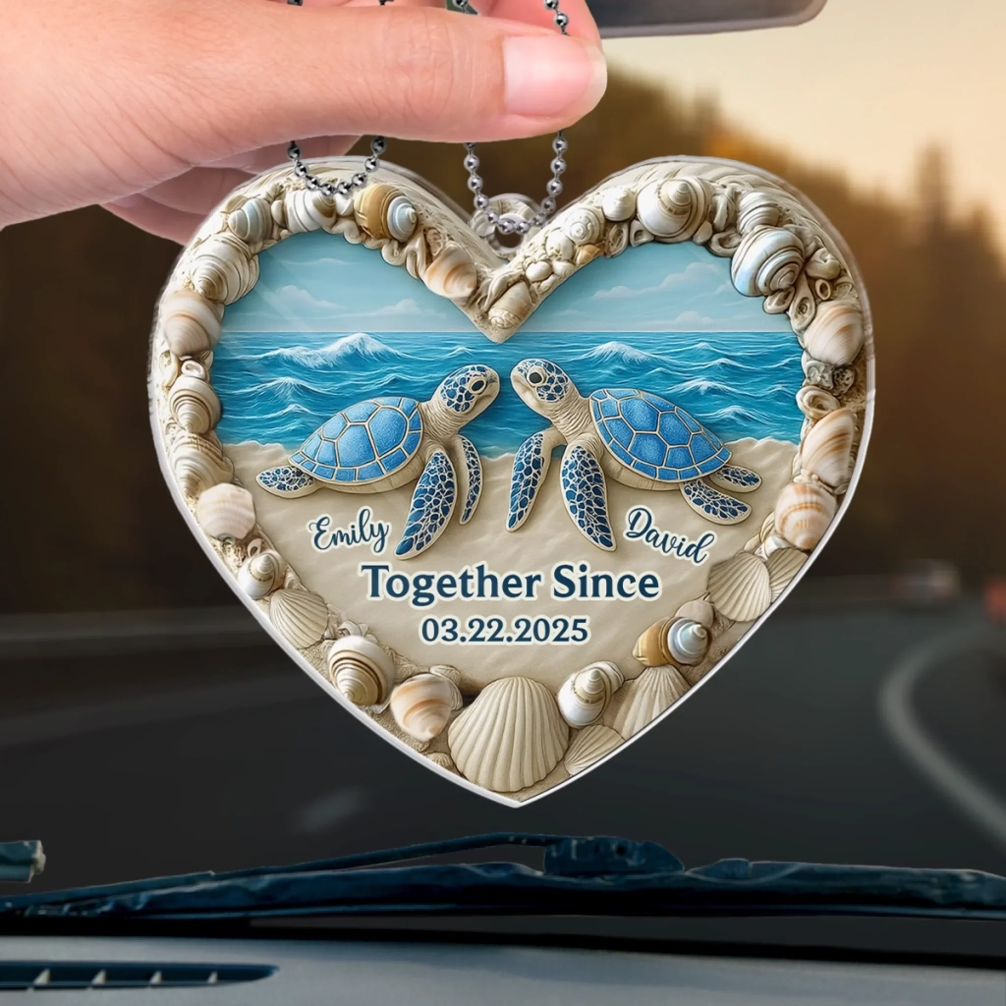 Custom Acrylic Car Ornament - Personalized Anniversary Wedding Gifts For Husband And Wife, Him And Her - Found My Soulmate Under The Sea - Image 4