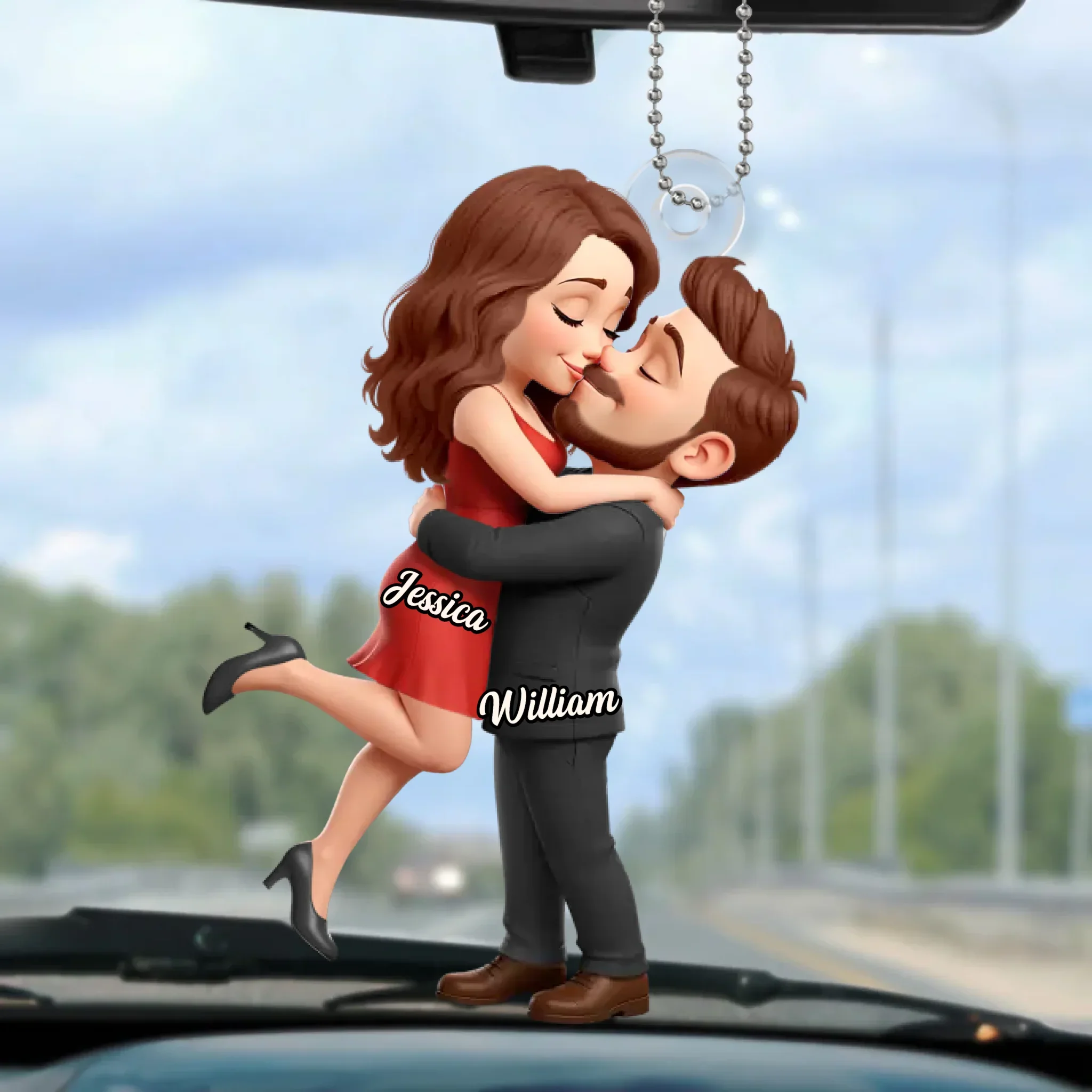 Custom Acrylic Car Ornament - Personalized Anniversary Wedding Gifts For Husband And Wife, Him And Her - Sealed With A Kiss - Image 2