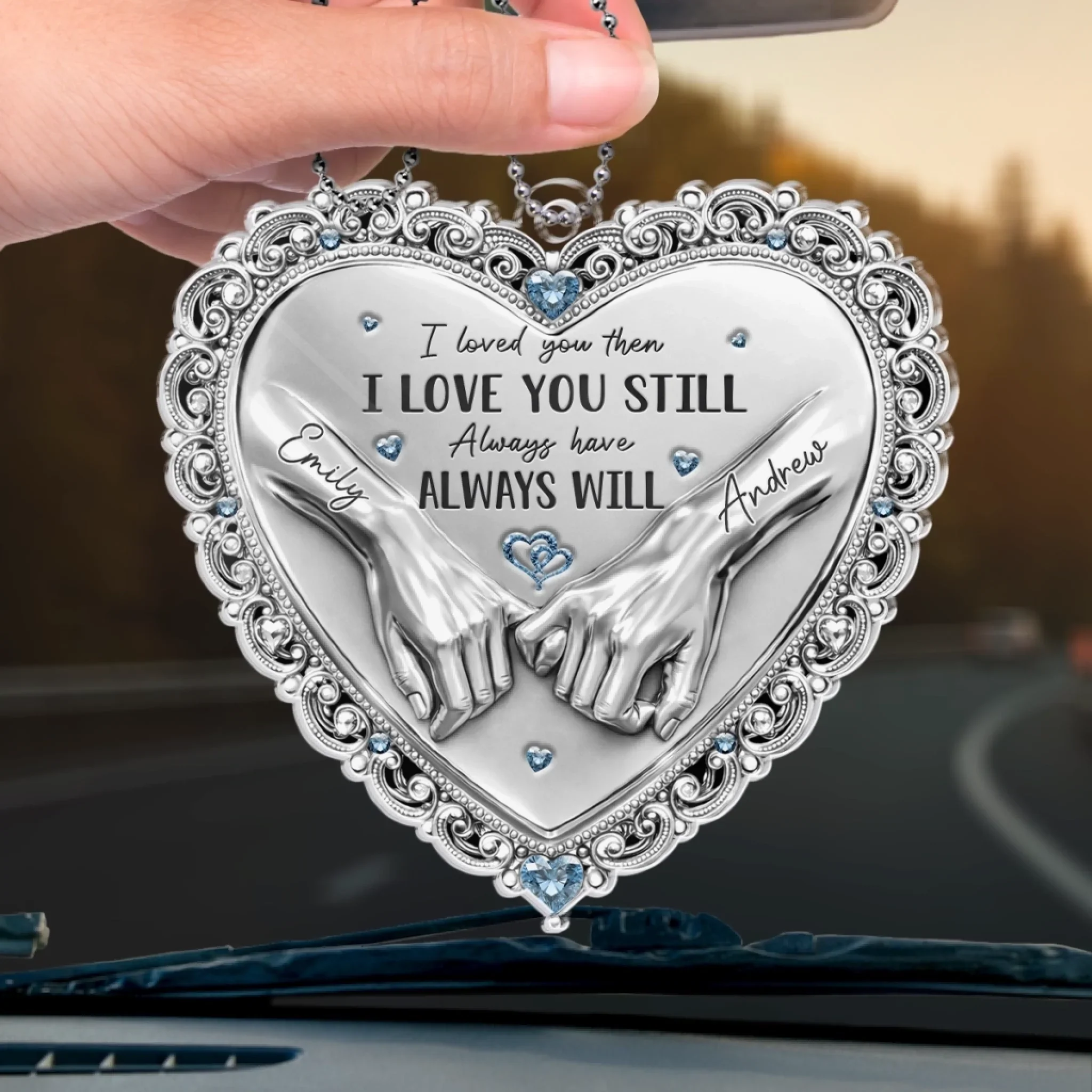 Custom Acrylic Car Ornament - Personalized Anniversary Wedding Gifts For Husband And Wife, Him And Her - You And Me Feels Right - Image 4