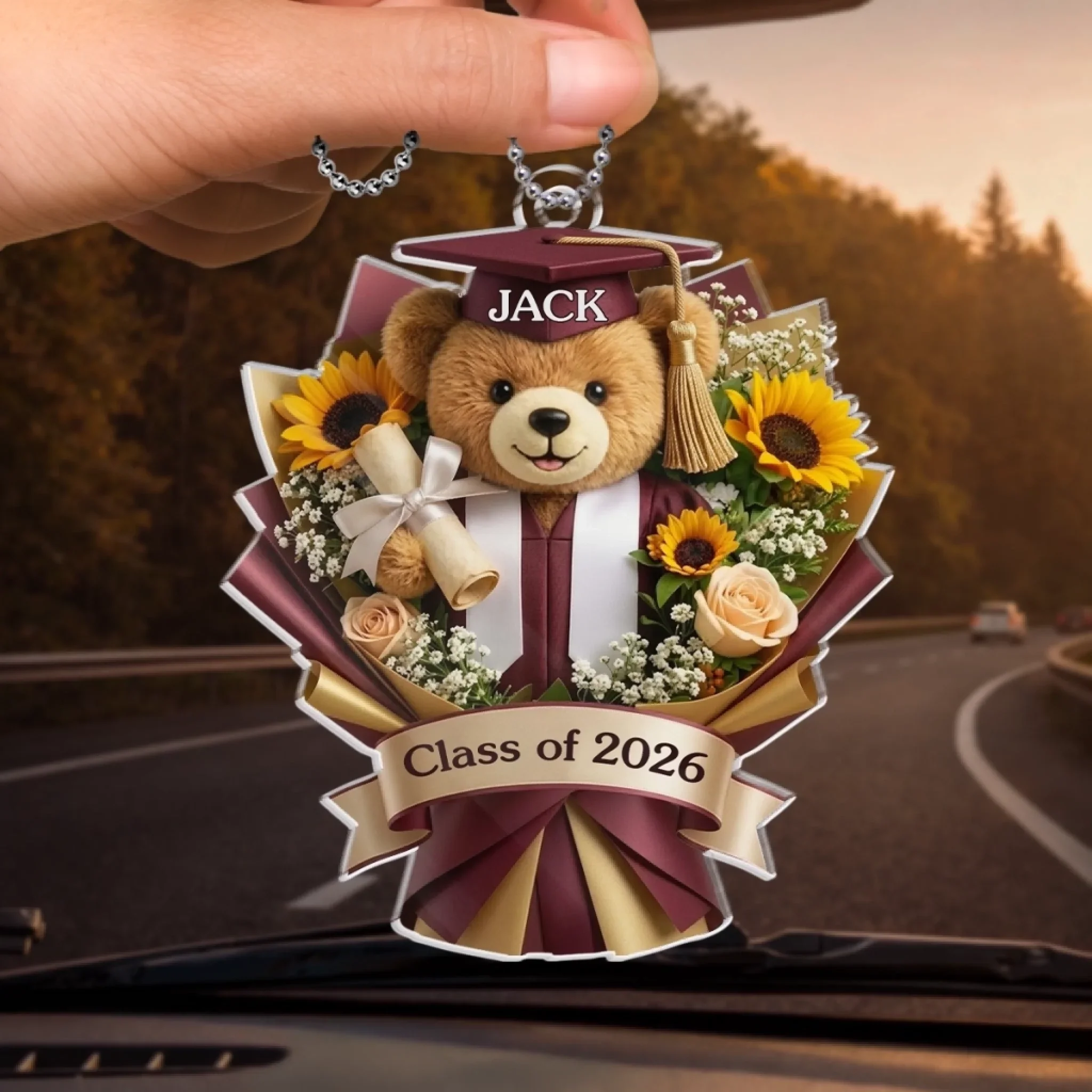 Custom Acrylic Car Ornament - Personalized Graduation Gifts For Him, Her - And So The Adventure Begins - Image 3