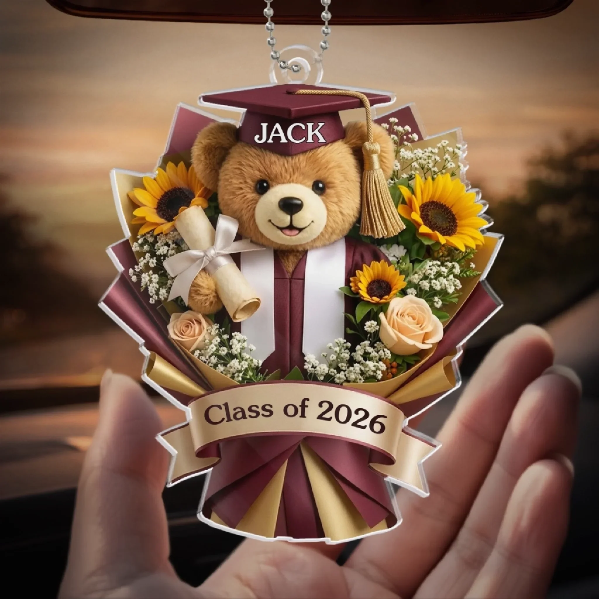 Custom Acrylic Car Ornament - Personalized Graduation Gifts For Him, Her - And So The Adventure Begins - Image 4