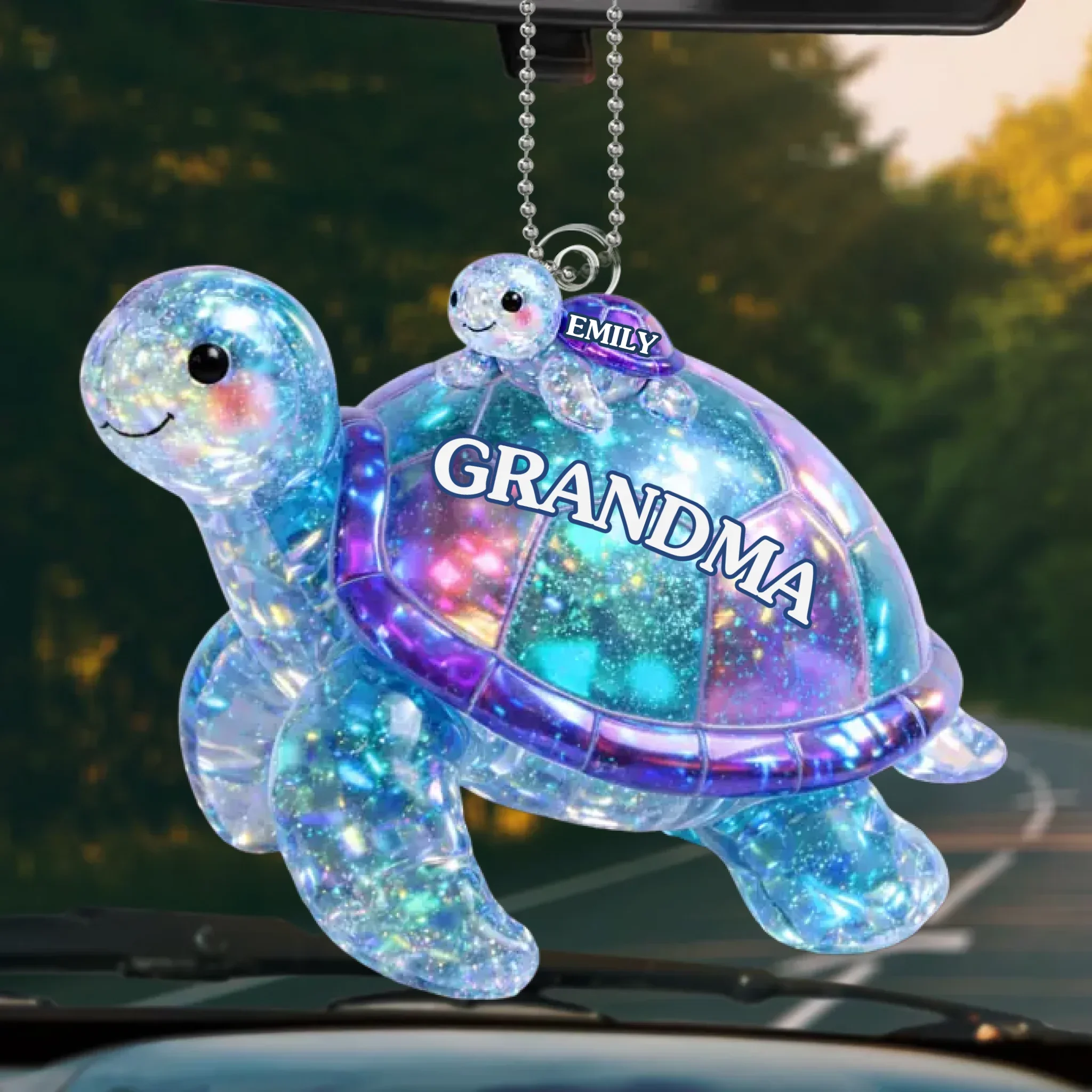 Custom Acrylic Car Ornament - Personalized Mother's Day Gifts For Mom, Grandma - Heart To Heart - Image 2