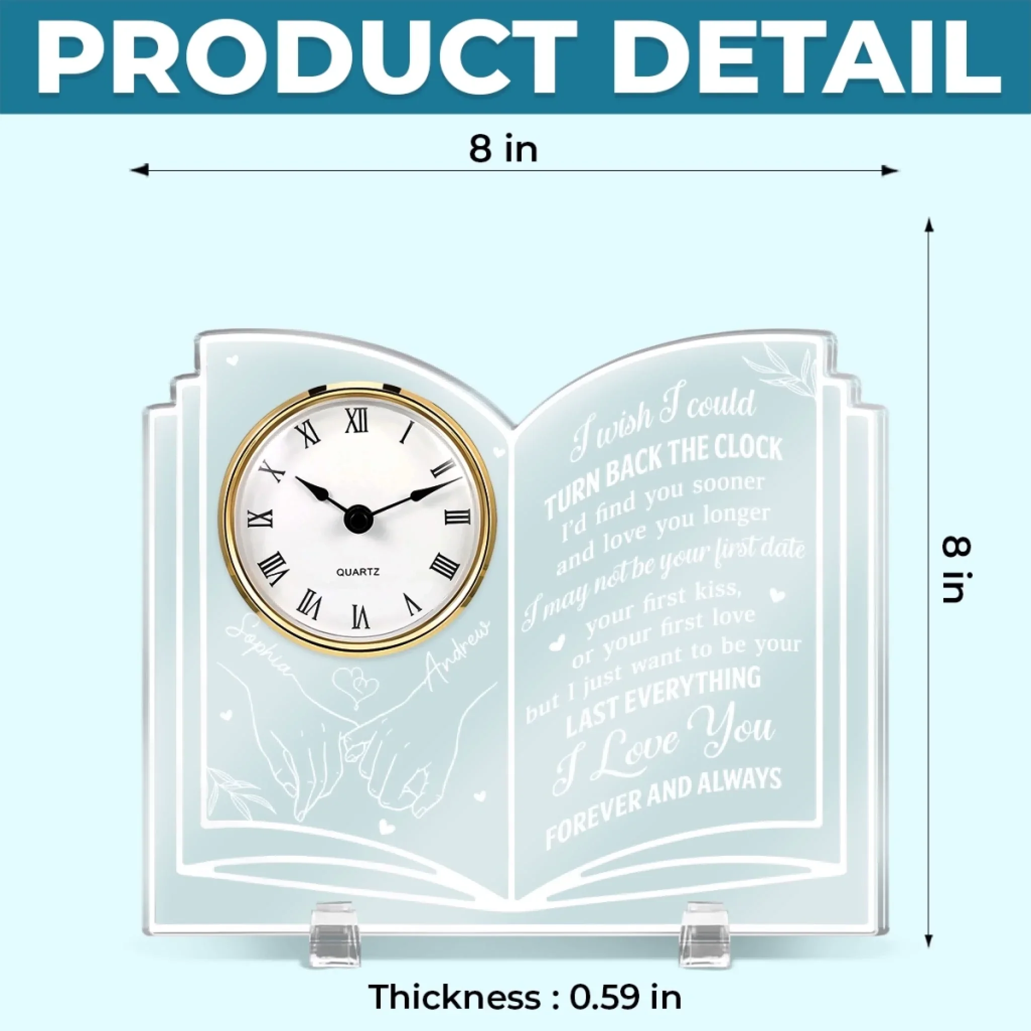 Custom Acrylic Desk Clock - Personalized Anniversary Wedding Gifts For Husband And Wife, Him And Her - Choosing Each Other Every Morning - Image 5