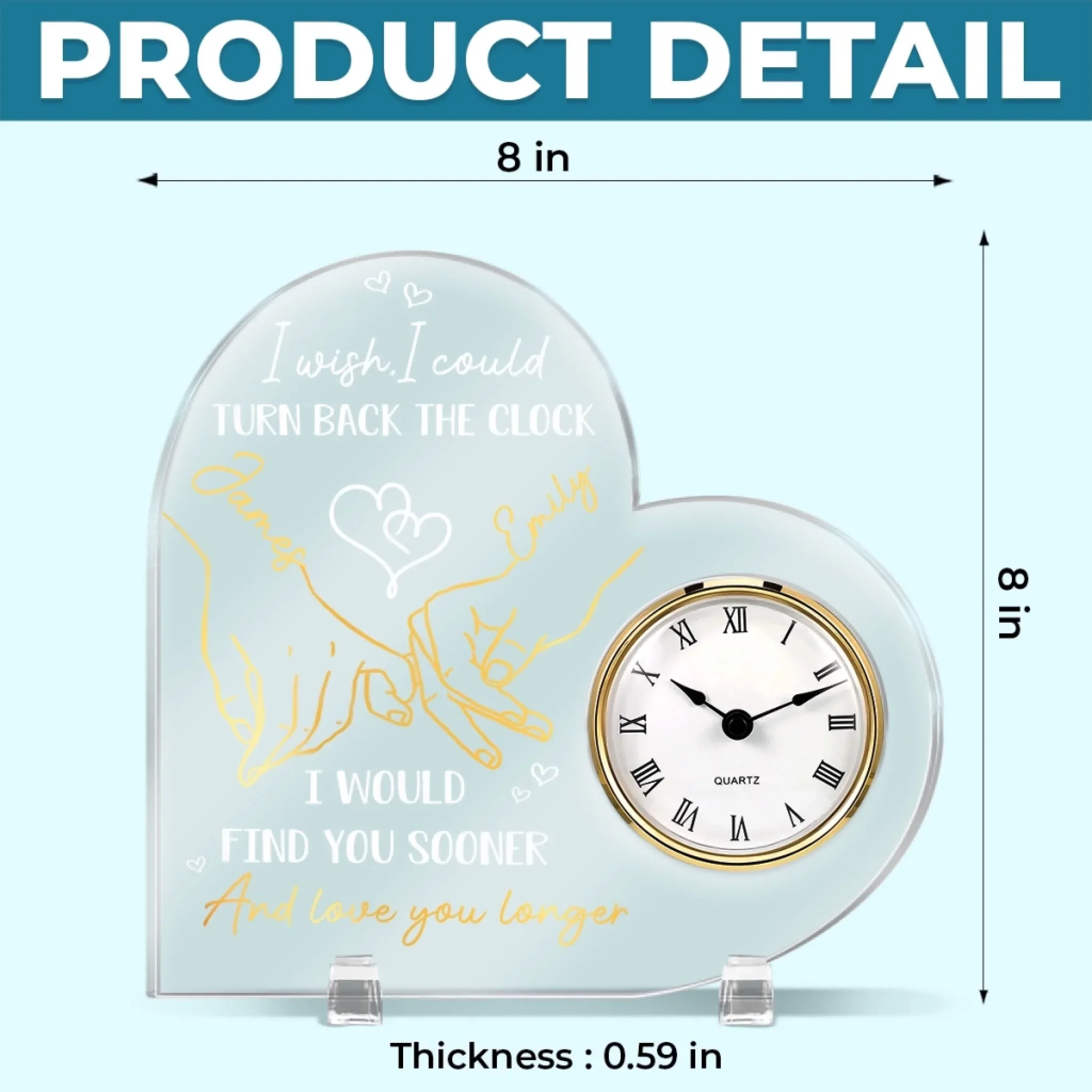 Custom Acrylic Desk Clock - Personalized Anniversary Wedding Gifts For Husband And Wife, Him And Her - My Favorite Place Is You - Image 5