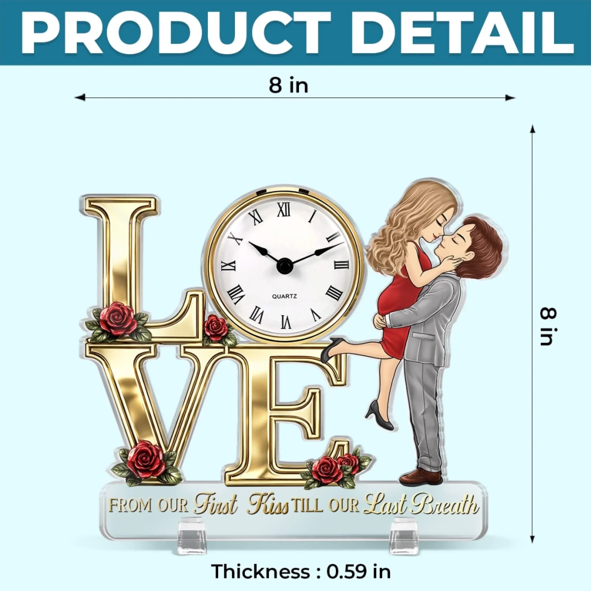 Custom Acrylic Desk Clock - Personalized Anniversary Wedding Gifts For Husband And Wife, Him And Her - Side By Side Always - Image 5