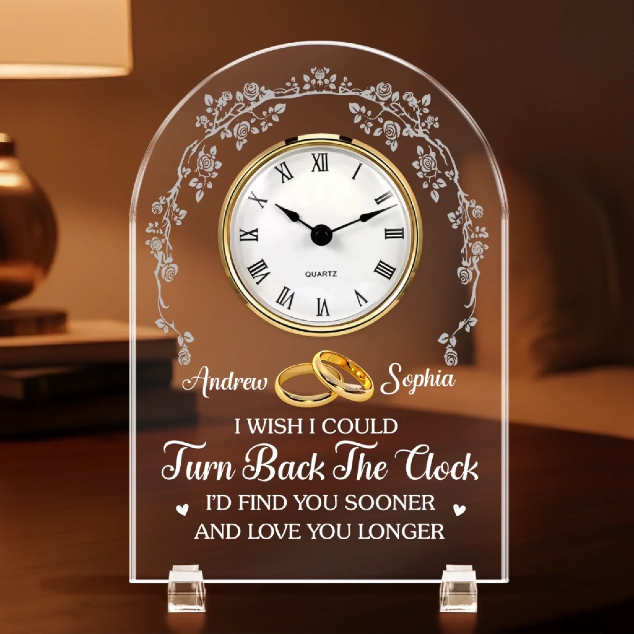 Custom Acrylic Desk Clock - Personalized Anniversary Wedding Gifts For Husband And Wife, Him And Her - You Me Same Forever Energy - Image 3