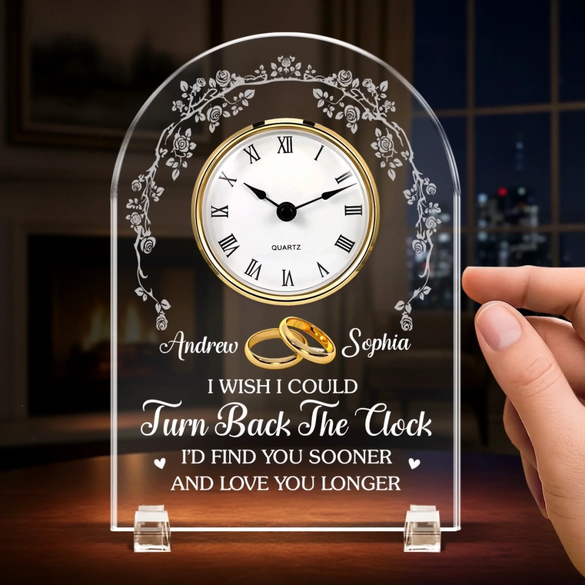 Custom Acrylic Desk Clock - Personalized Anniversary Wedding Gifts For Husband And Wife, Him And Her - You Me Same Forever Energy - Image 4