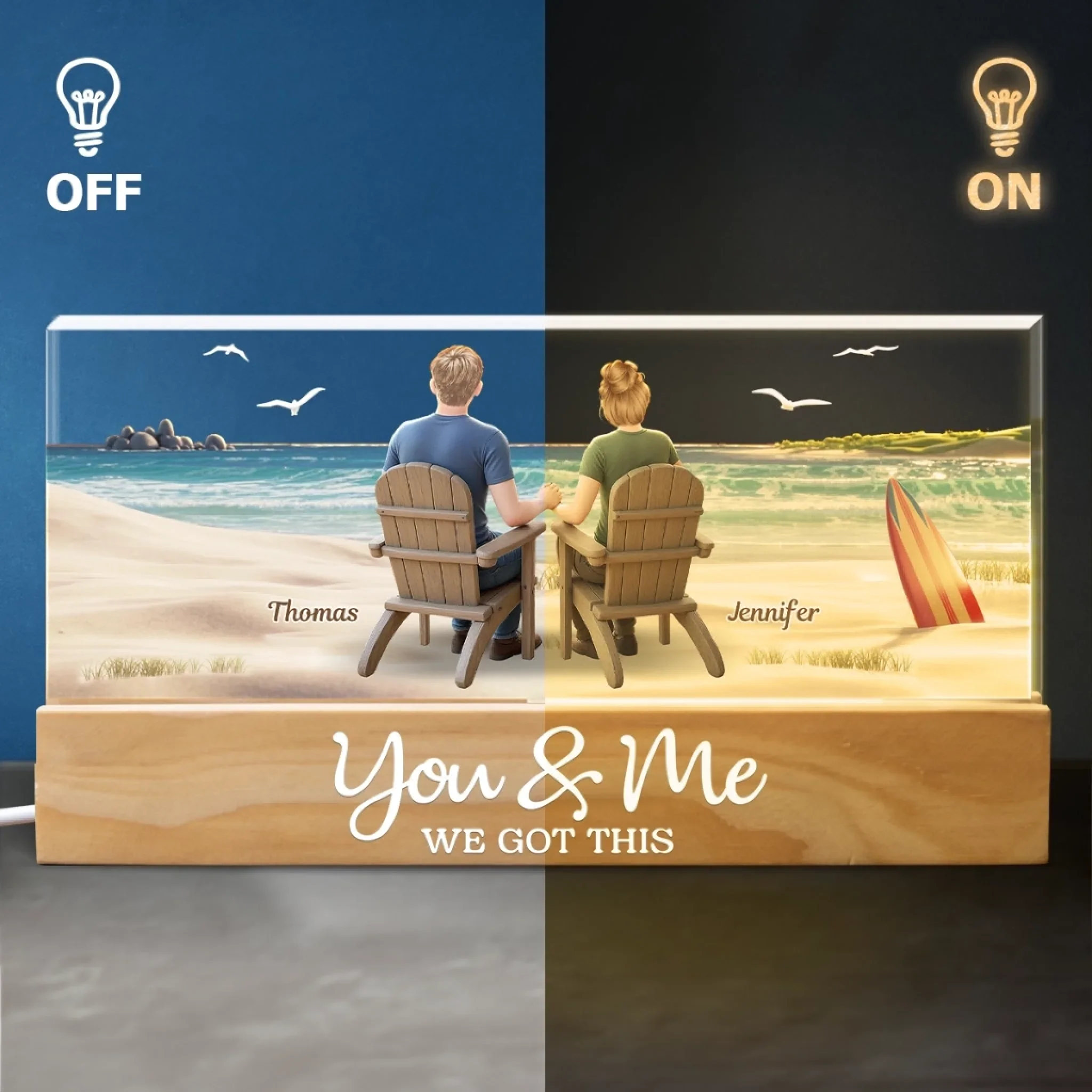 Custom Acrylic LED Night Light - Personalized Anniversary Wedding Gifts For Husband And Wife, Him And Her - Built With Love, Enjoyed Together - Image 4