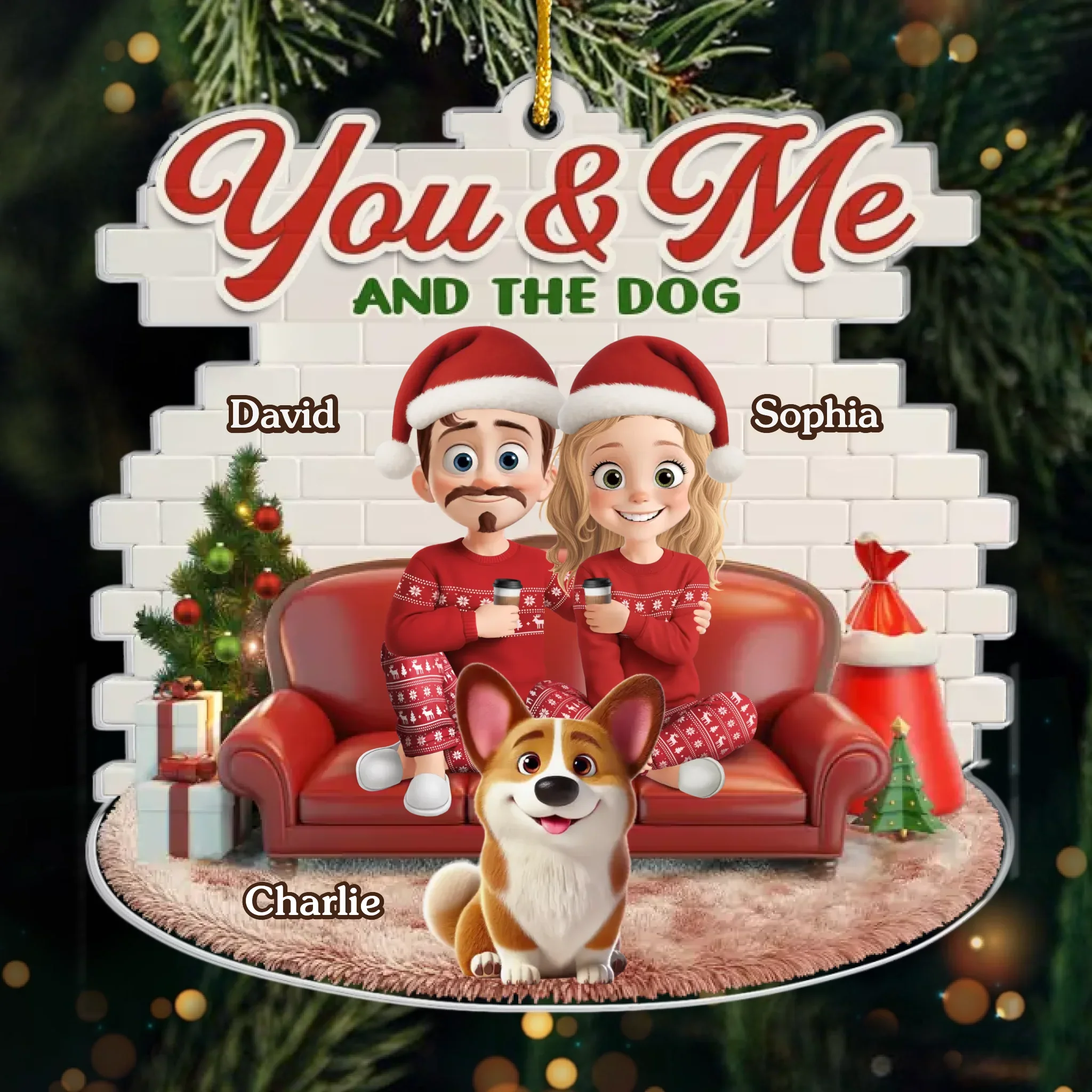 Custom Acrylic Ornament - Personalized Anniversary Christmas Wedding Gifts For Husband And Wife, Dog Cat Lovers - Fetching Memories Together - Image 2