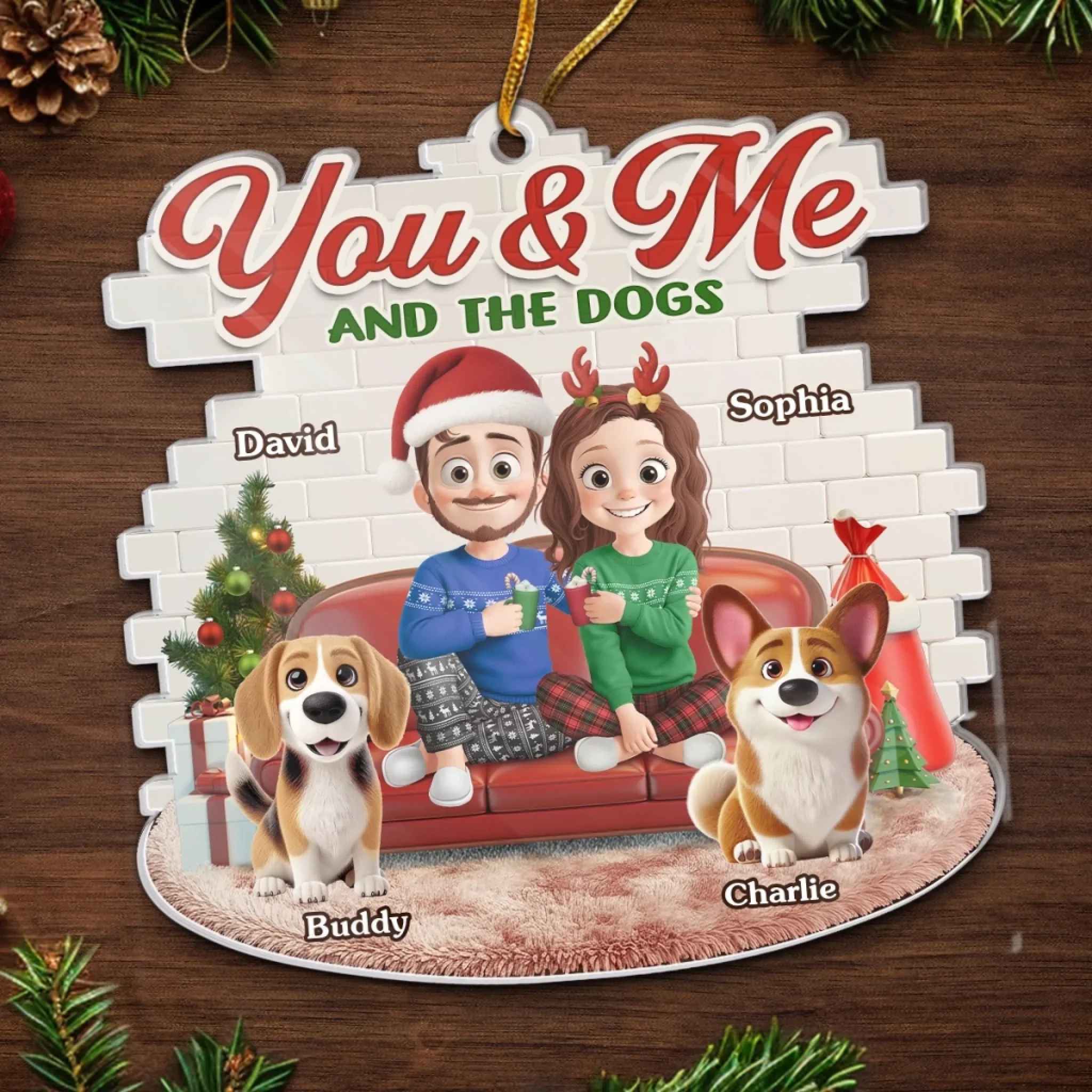 Custom Acrylic Ornament - Personalized Anniversary Christmas Wedding Gifts For Husband And Wife, Dog Cat Lovers - Fetching Memories Together - Image 5
