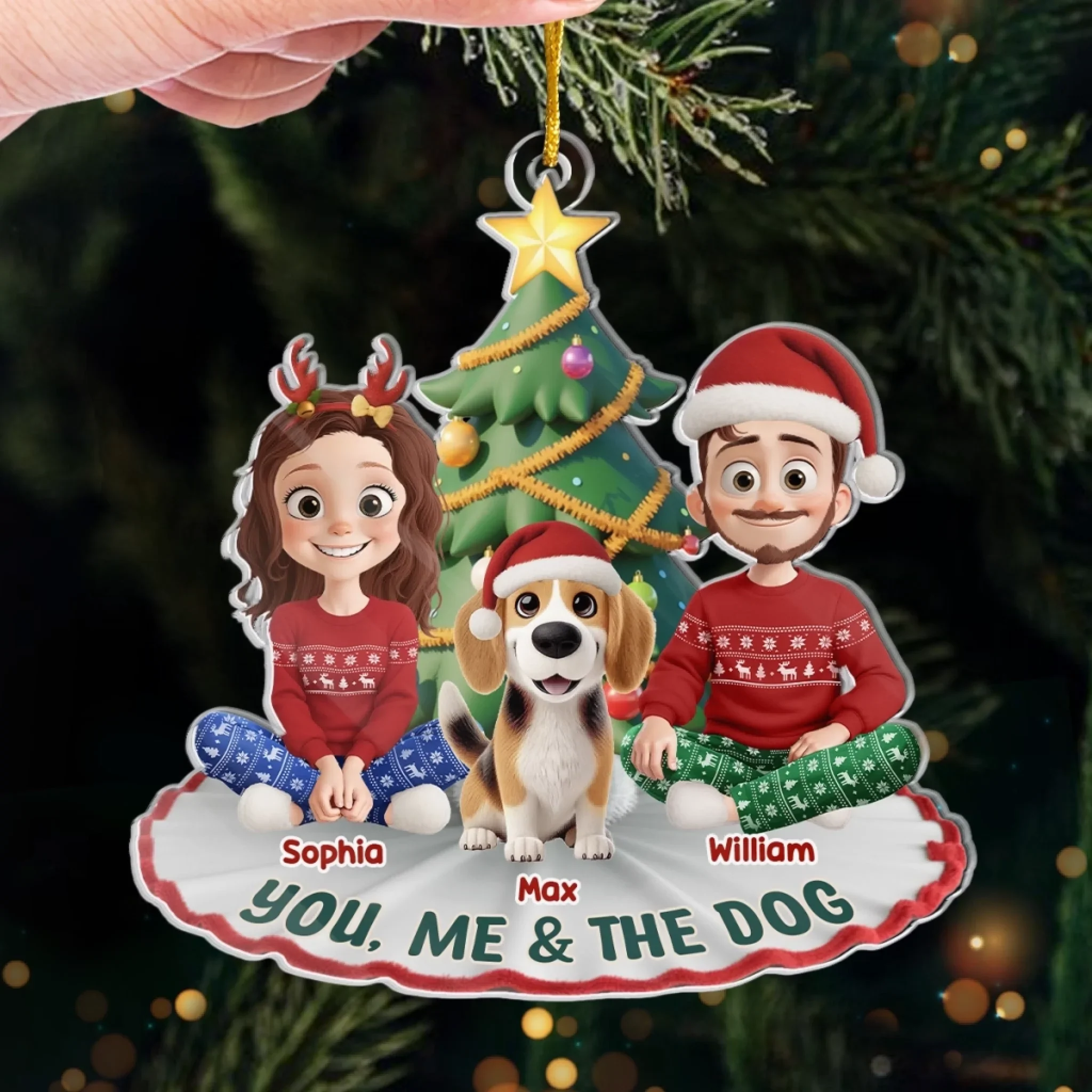 Custom Acrylic Ornament - Personalized Anniversary Christmas Wedding Gifts For Husband And Wife, Dog Dad And Mom - The Pawfect Trio - Image 4