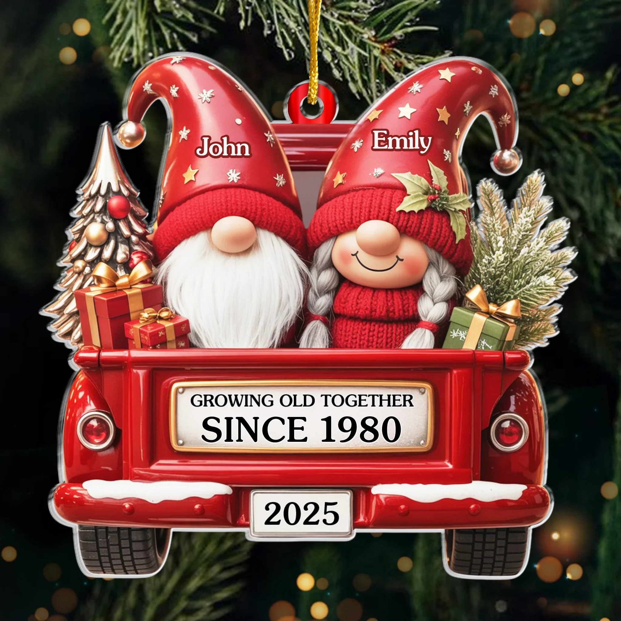 Custom Acrylic Ornament - Personalized Anniversary Christmas Wedding Gifts For Husband And Wife, Him And Her - Growing Old, Staying Merry - Image 2