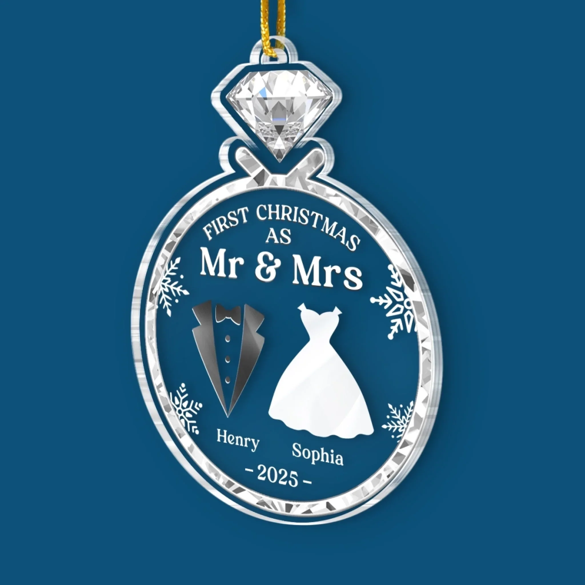 Custom Acrylic Ornament - Personalized Anniversary Christmas Wedding Gifts For Husband And Wife, Him And Her - Newlywed Christmas Vibes - Image 3