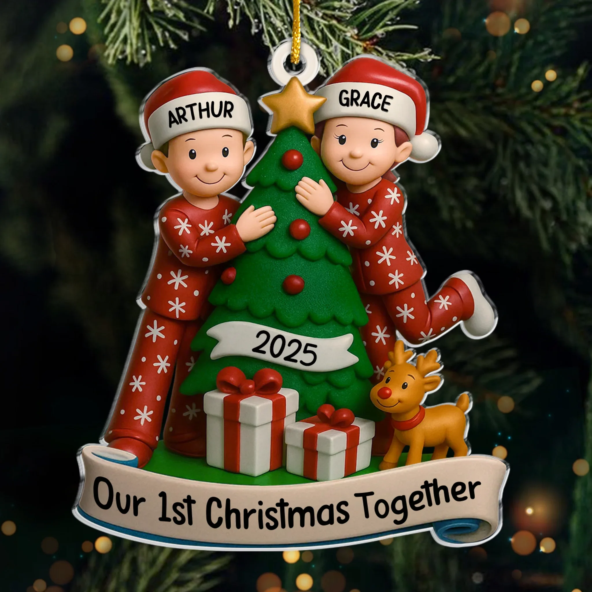 Custom Acrylic Ornament - Personalized Anniversary Christmas Wedding Gifts For Husband And Wife, Him And Her - The Best Present Is Being With You - Image 2