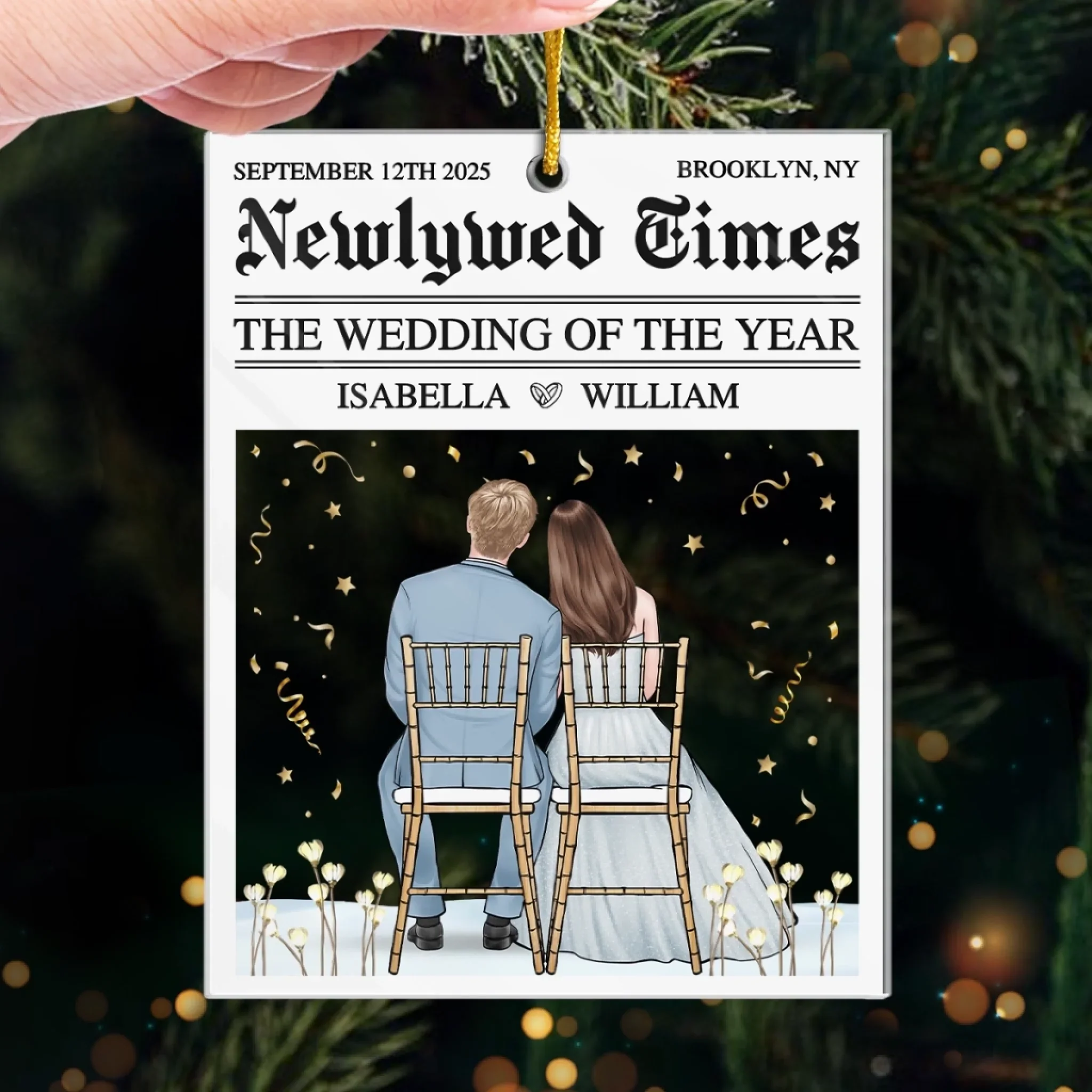 Custom Acrylic Ornament - Personalized Anniversary Christmas Wedding Gifts For Husband And Wife, Him And Her - The Wedding Of The Year - Image 4
