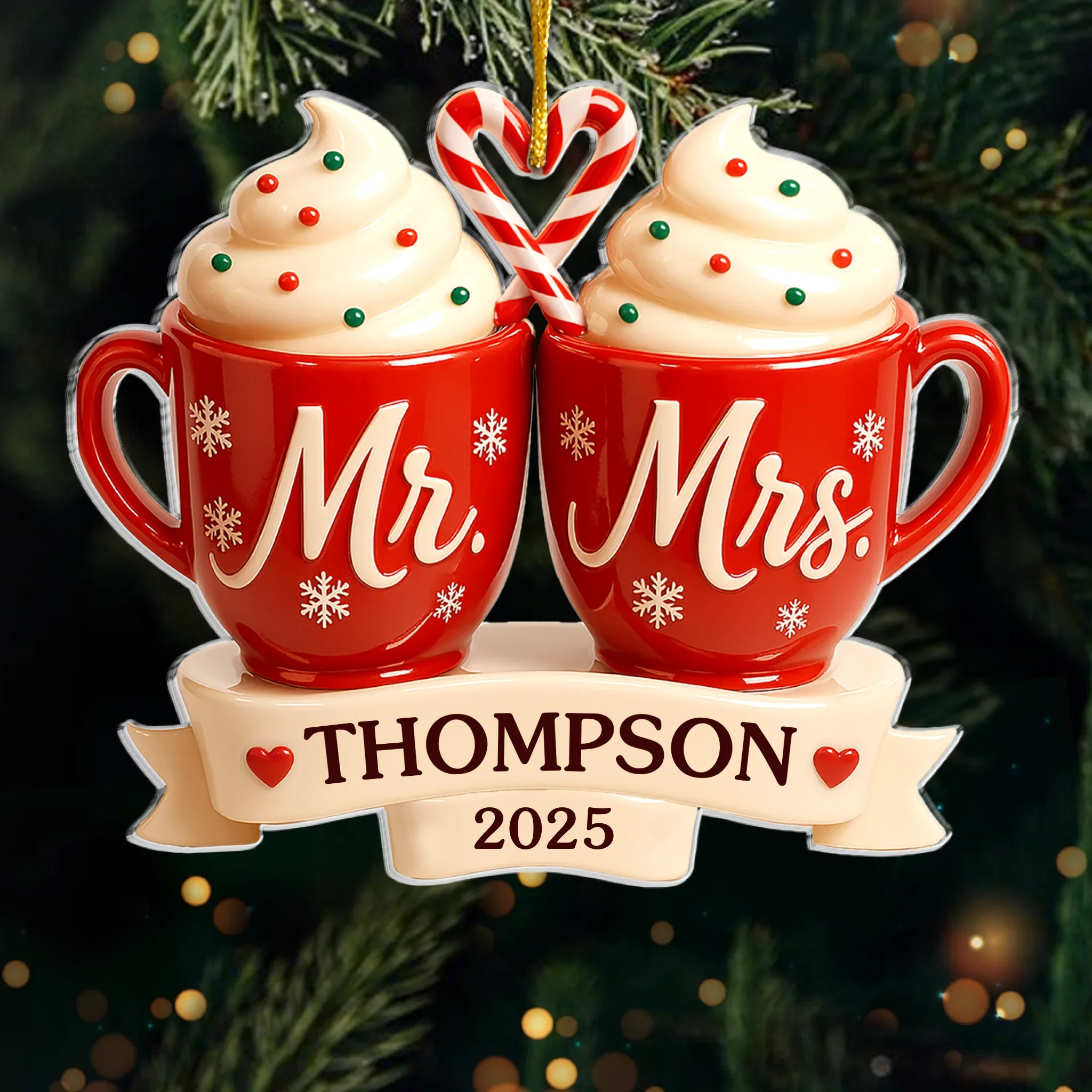 Custom Acrylic Ornament - Personalized Anniversary Christmas Wedding Gifts For Husband And Wife, Him And Her - Toasting Love This Christmas - Image 2