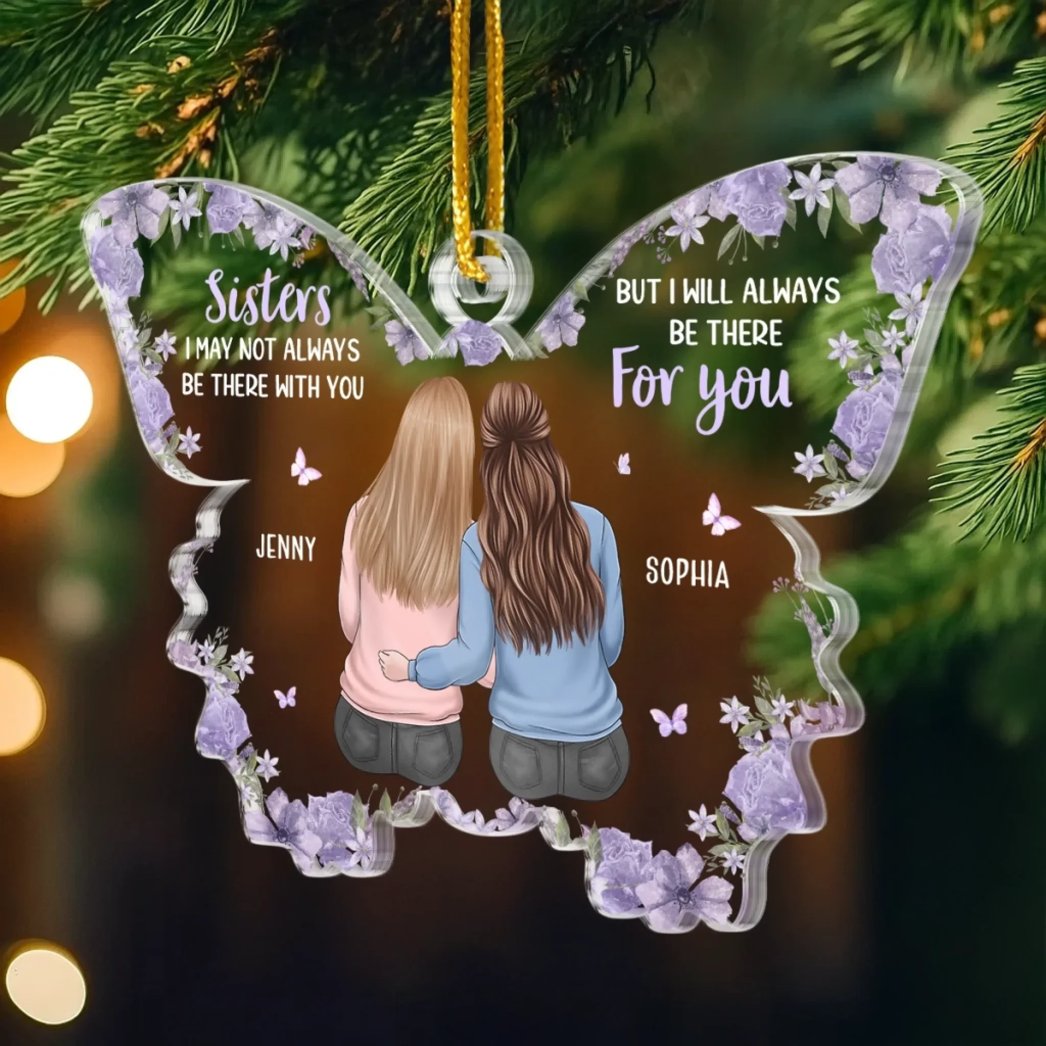 Custom Acrylic Ornament - Personalized Best Friend Christmas Birthday Gifts For Women, Besties, Sisters, BFF - Besties Shine Bright This Christmas - Image 3