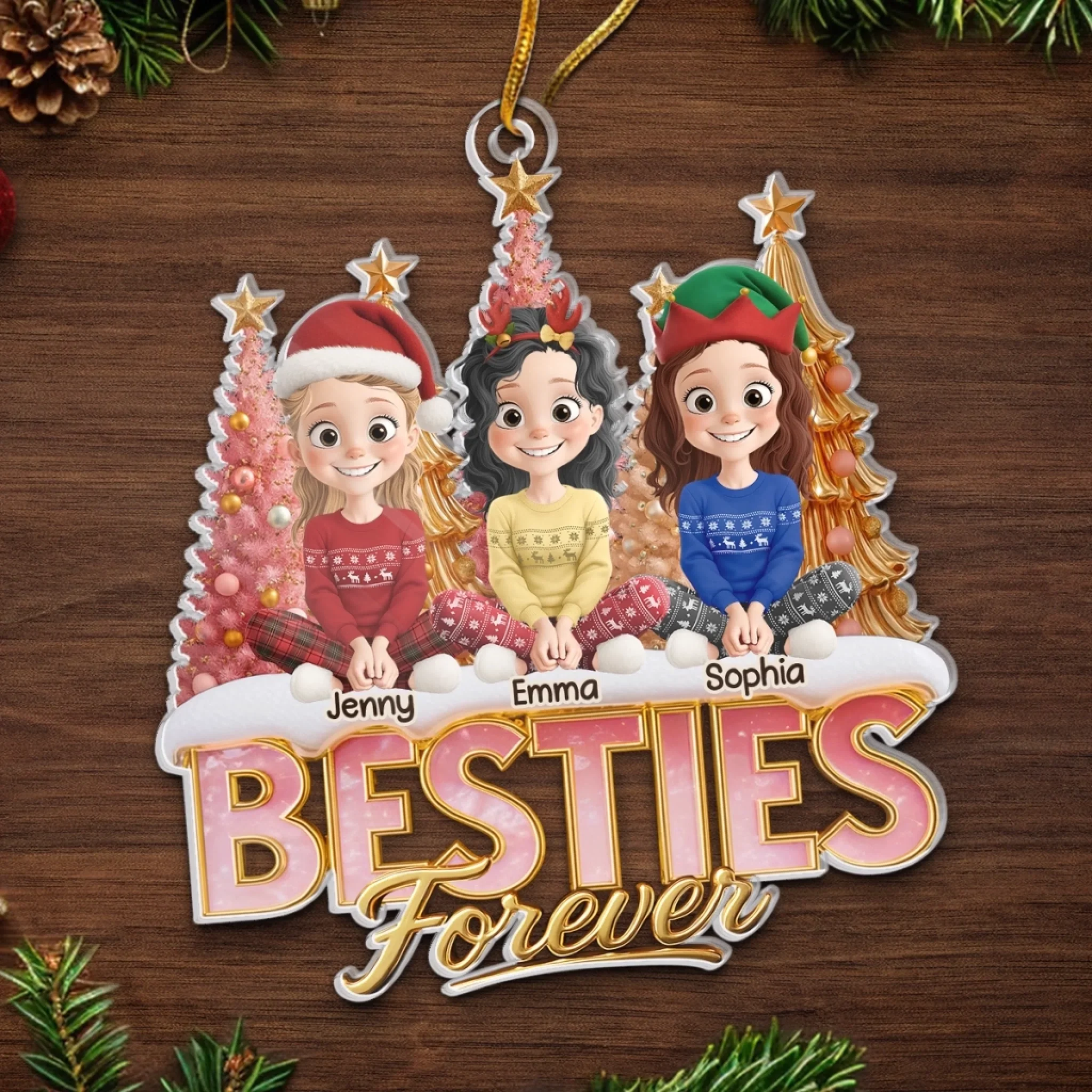 Custom Acrylic Ornament - Personalized Best Friend Christmas Birthday Gifts For Women, Besties, Sisters, BFF - Candy Canes And Endless Laughs - Image 5