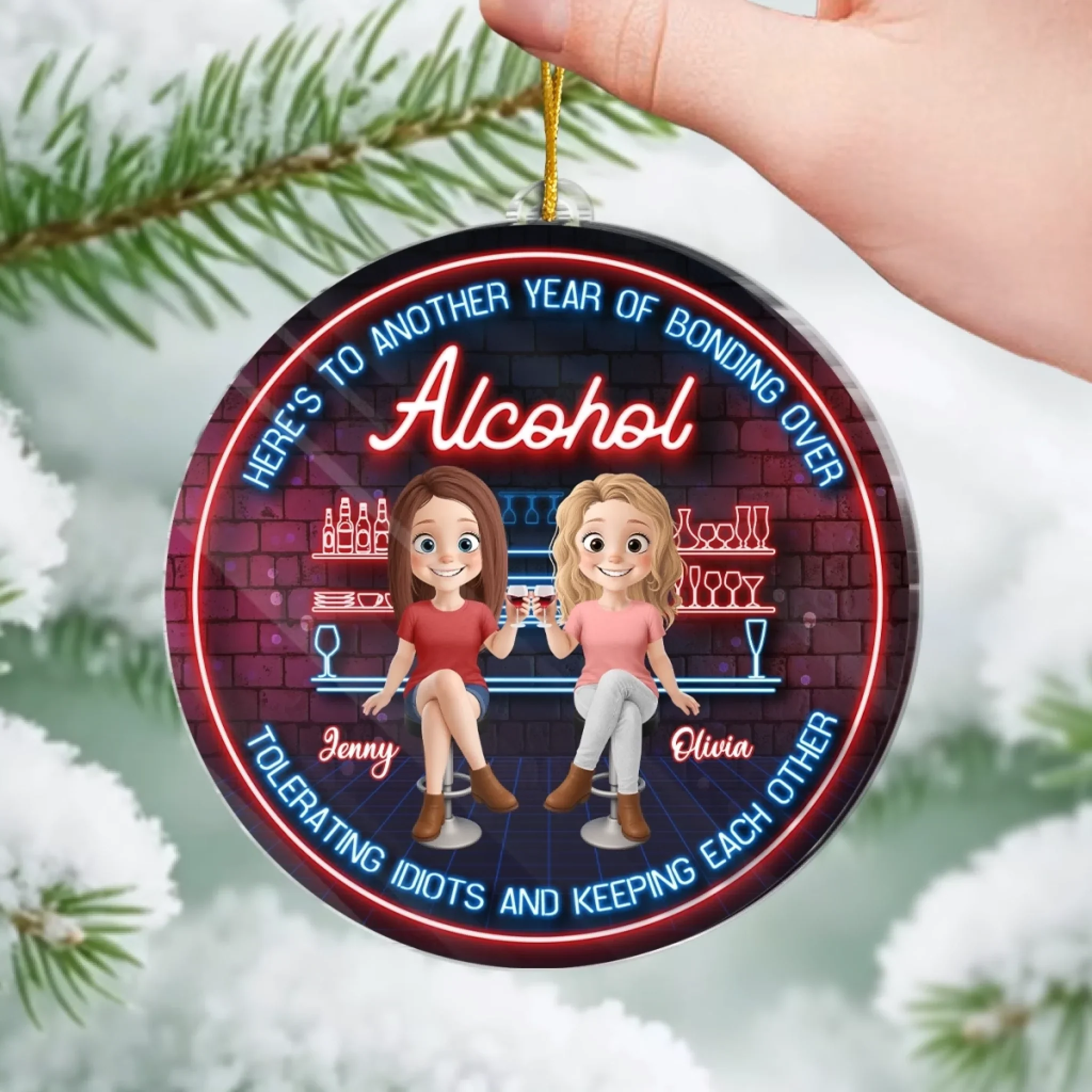 Custom Acrylic Ornament - Personalized Best Friend Christmas Birthday Gifts For Women, Besties, Sisters, BFF - Cheers To Our Merry Moments - Image 4