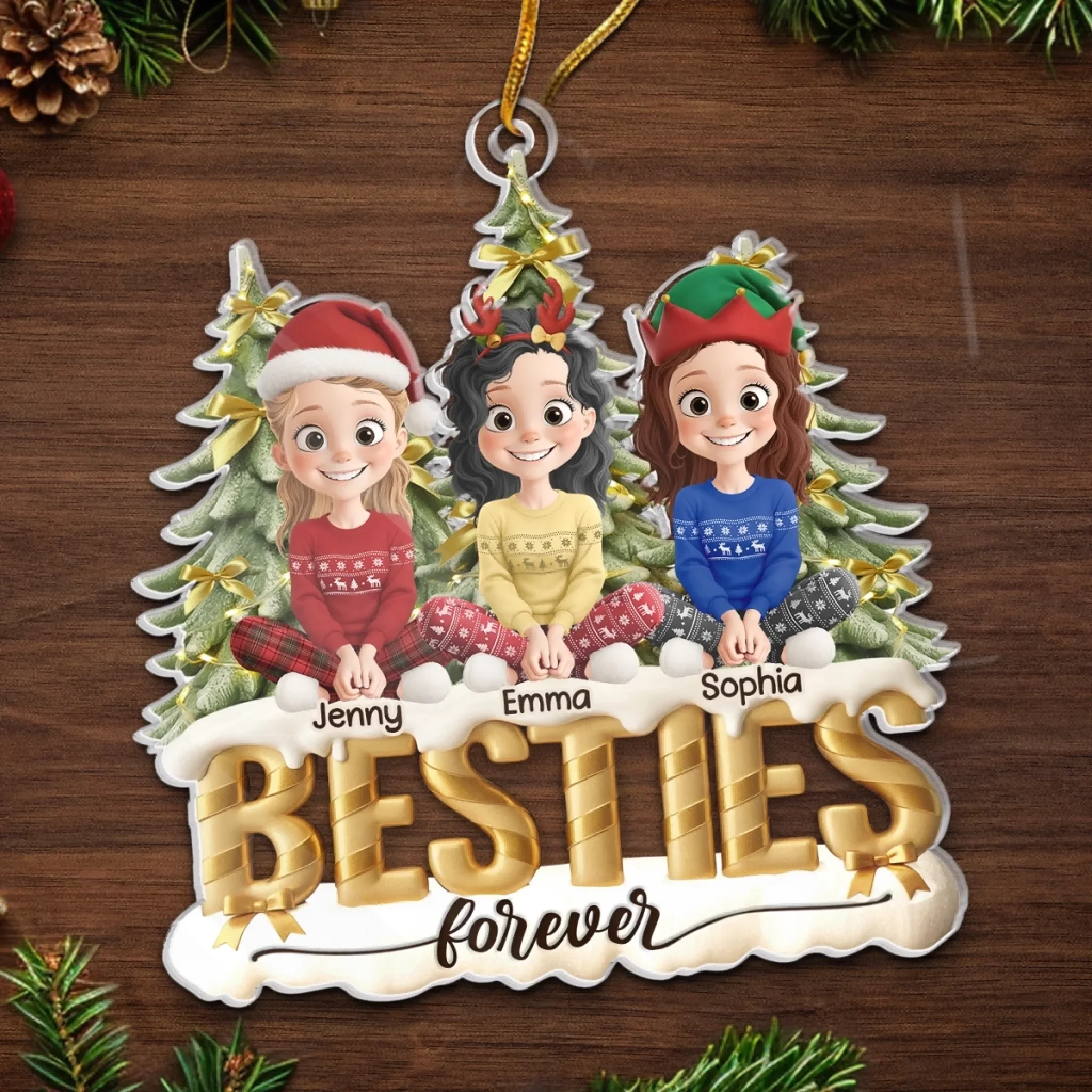 Custom Acrylic Ornament - Personalized Best Friend Christmas Birthday Gifts For Women, Besties, Sisters, BFF - Laughing Through Every Season - Image 5