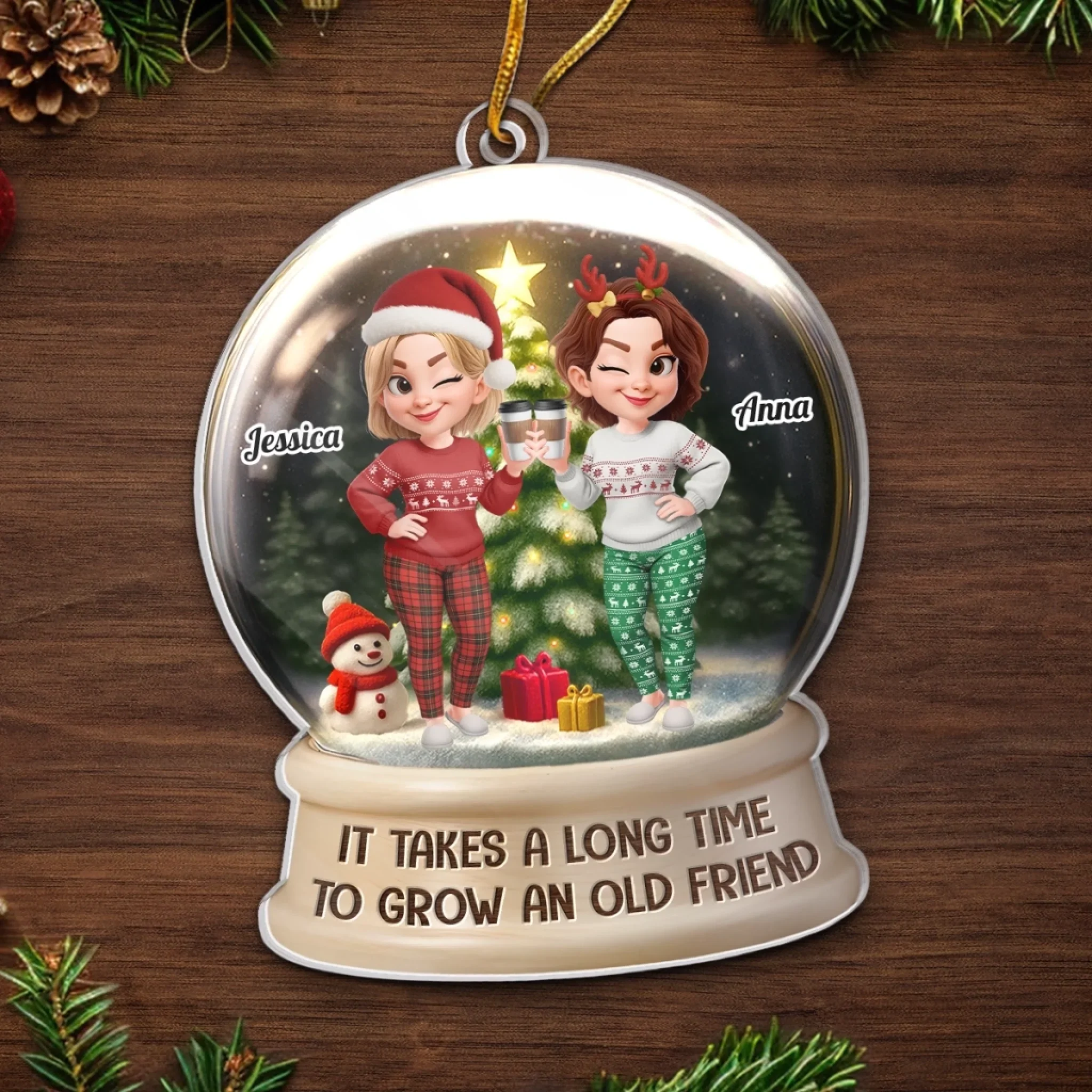Custom Acrylic Ornament - Personalized Best Friend Christmas Birthday Gifts For Women, Besties, Sisters, BFF - Merry Moments With My Bestie - Image 5