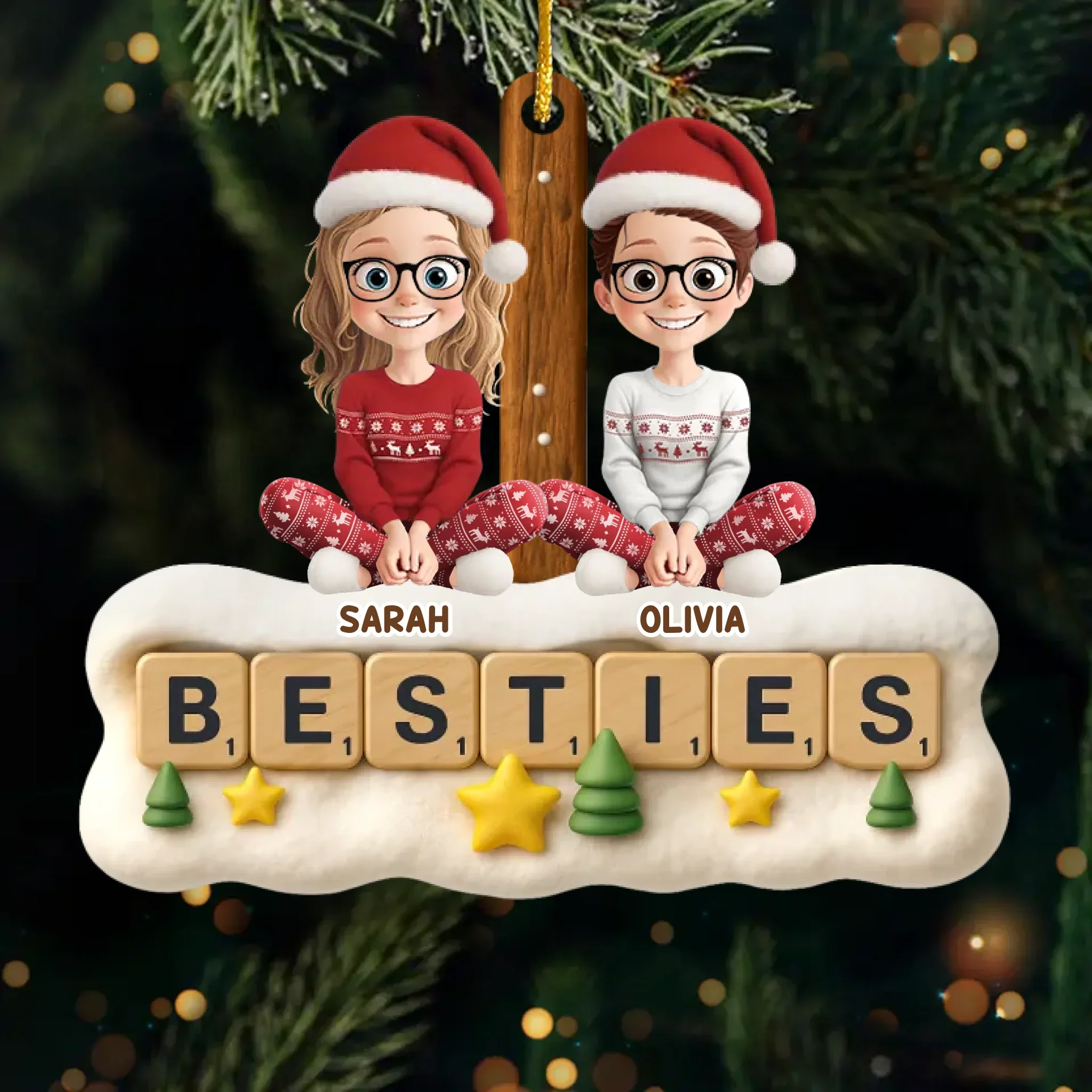 Custom Acrylic Ornament - Personalized Best Friend Christmas Birthday Gifts For Women, Besties, Sisters, BFF - Through Every Storm Still Us - Image 2