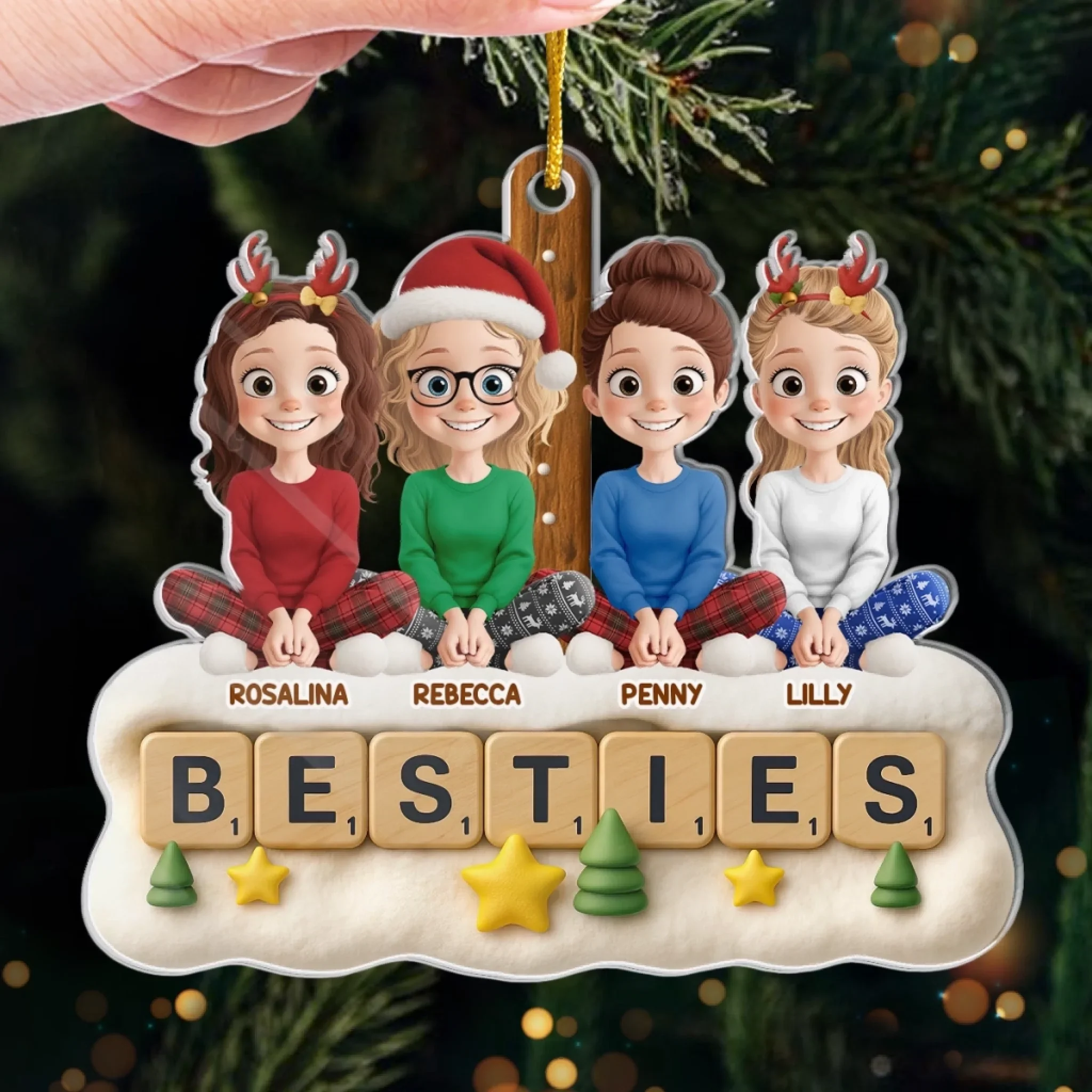 Custom Acrylic Ornament - Personalized Best Friend Christmas Birthday Gifts For Women, Besties, Sisters, BFF - Through Every Storm Still Us - Image 4