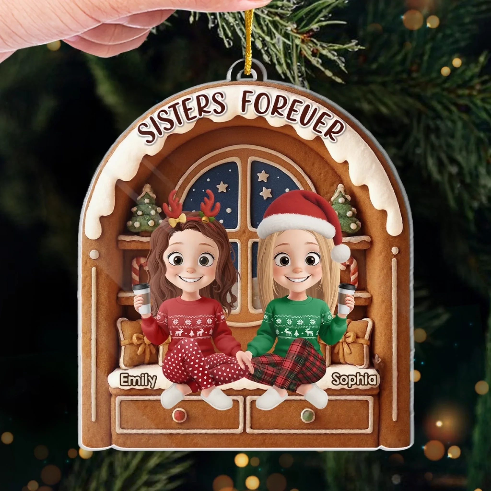 Custom Acrylic Ornament - Personalized Best Friend Christmas Birthday Gifts For Women, Besties, Sisters, BFF - Together We Glitter And Glow - Image 4