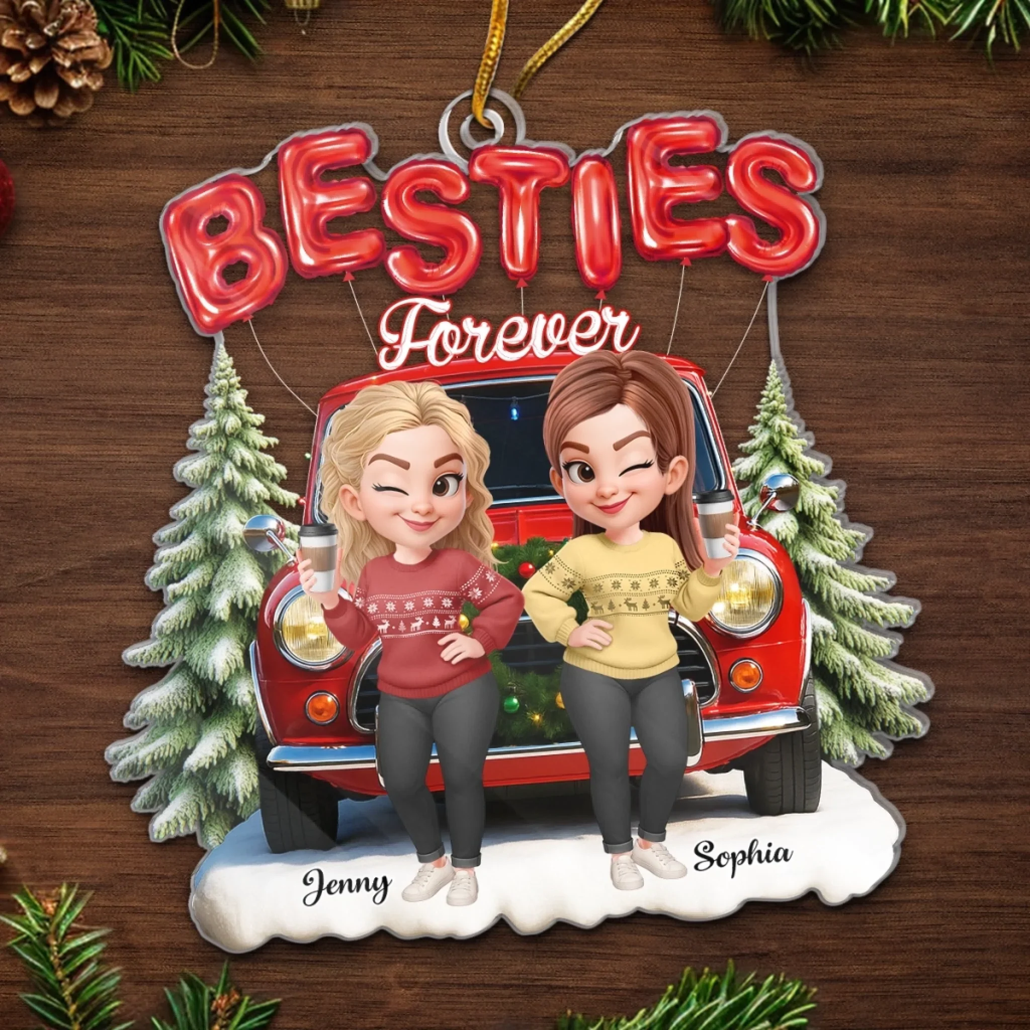 Custom Acrylic Ornament - Personalized Best Friend Christmas Birthday Gifts For Women, Besties, Sisters, BFF - Twinkling Nights Shared With Friends - Image 5