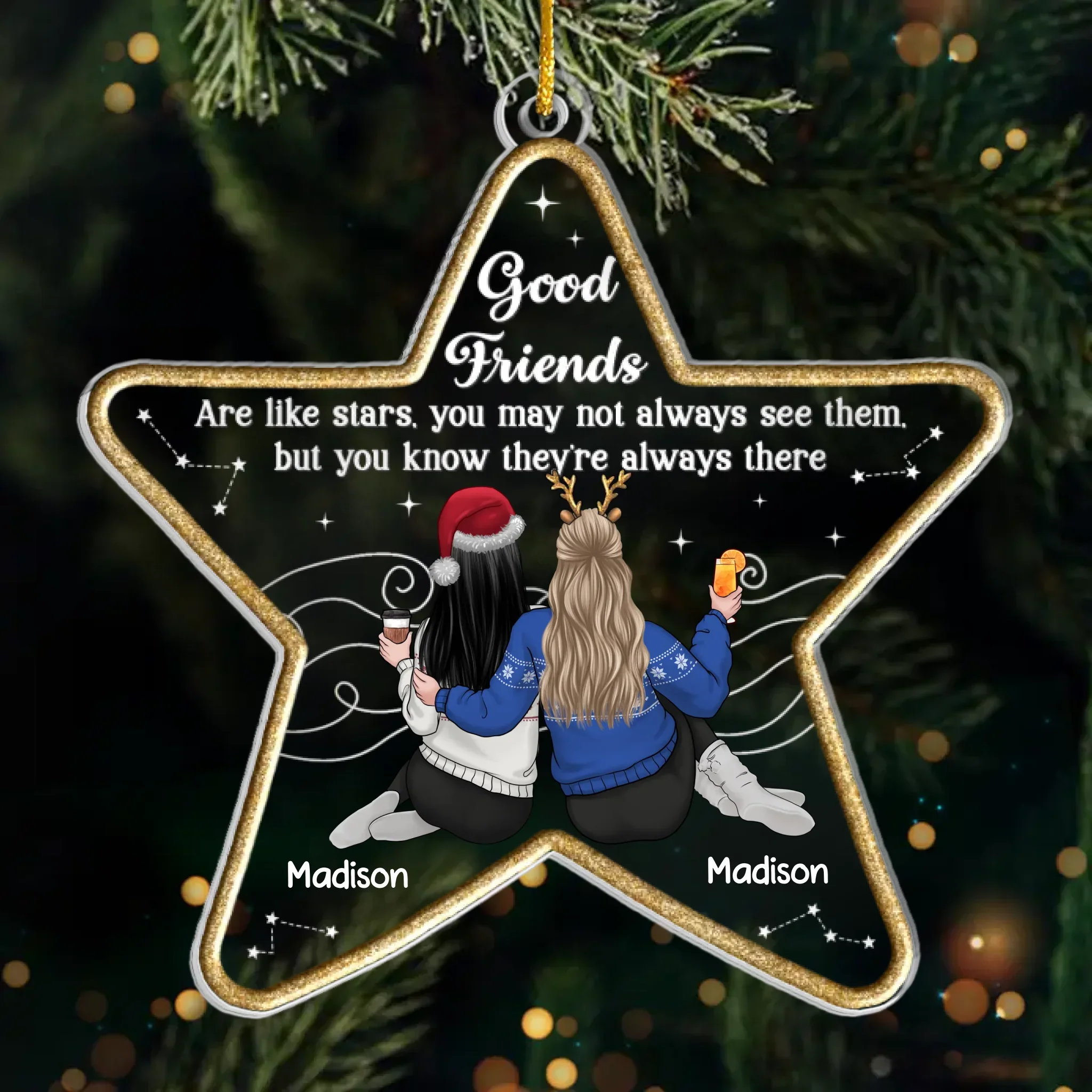 Custom Acrylic Ornament - Personalized Best Friend Christmas Birthday Gifts For Women, Besties, Sisters, BFF - Wild Stories Start With Besties - Image 2