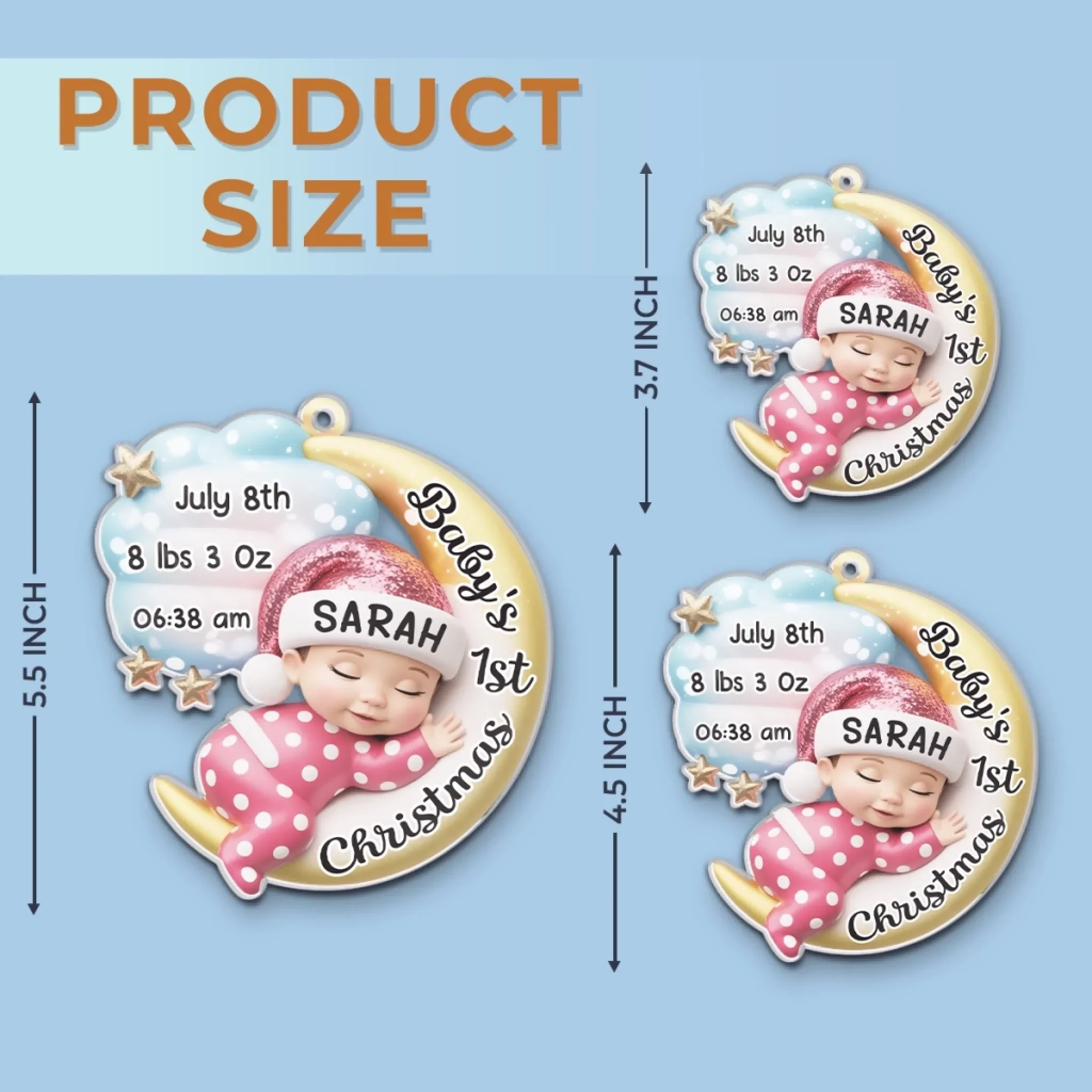 Custom Acrylic Ornament - Personalized Christmas Baby Shower, Gender Reveal Gifts For New Moms, New Dads, New Parents - Cherishing Your Very First Christmas - Image 6