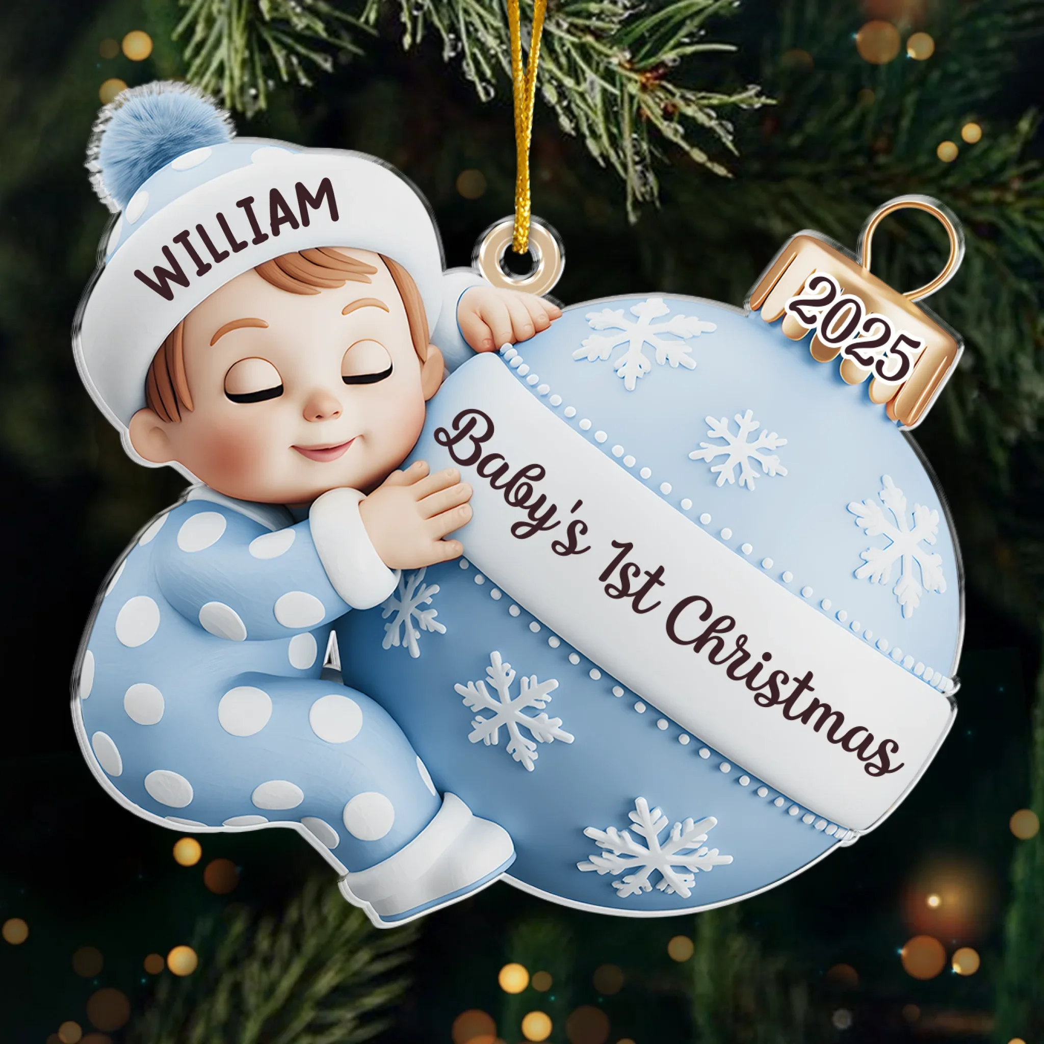 Custom Acrylic Ornament - Personalized Christmas Baby Shower, Gender Reveal Gifts For New Moms, New Dads, New Parents - First Christmas Magic Begins - Image 2