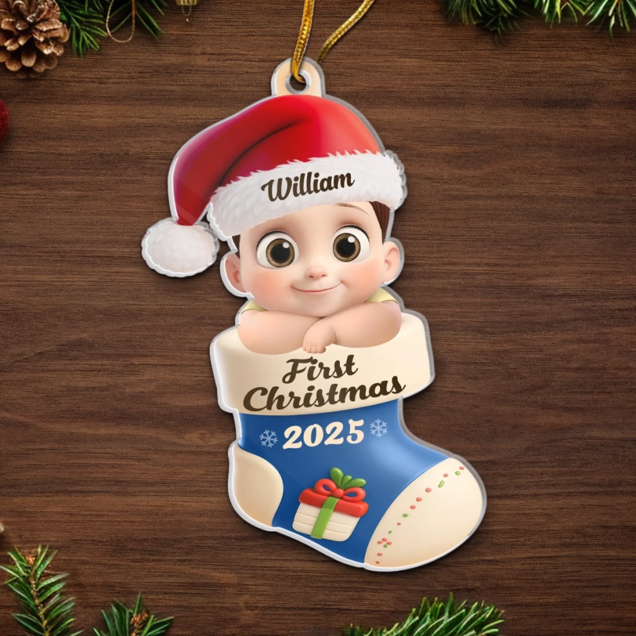 Custom Acrylic Ornament - Personalized Christmas Baby Shower, Gender Reveal Gifts For New Moms, New Dads, New Parents - Too Cute To Be Pine - Image 5