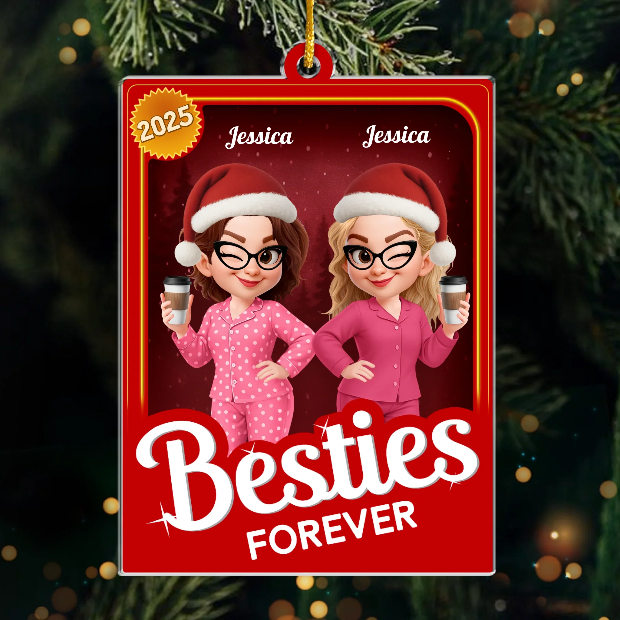 Custom Acrylic Ornament - Personalized Christmas Best Friend Birthday Gifts For Women, Besties, Sisters, BFF - Always Together, No Matter What - Image 2