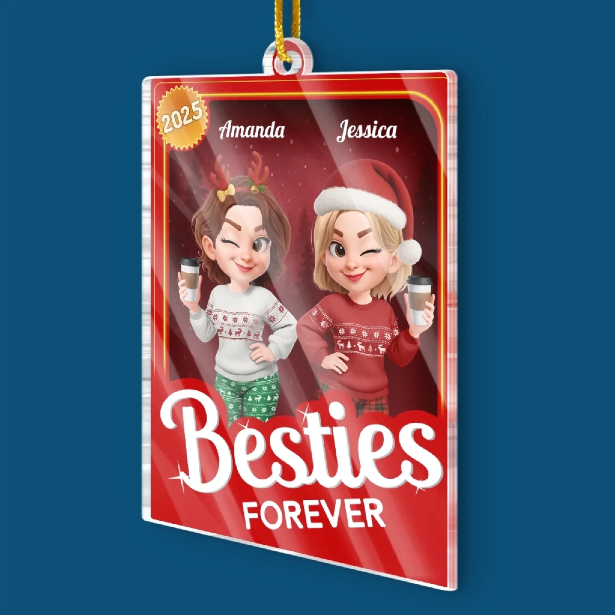 Custom Acrylic Ornament - Personalized Christmas Best Friend Birthday Gifts For Women, Besties, Sisters, BFF - Always Together, No Matter What - Image 3
