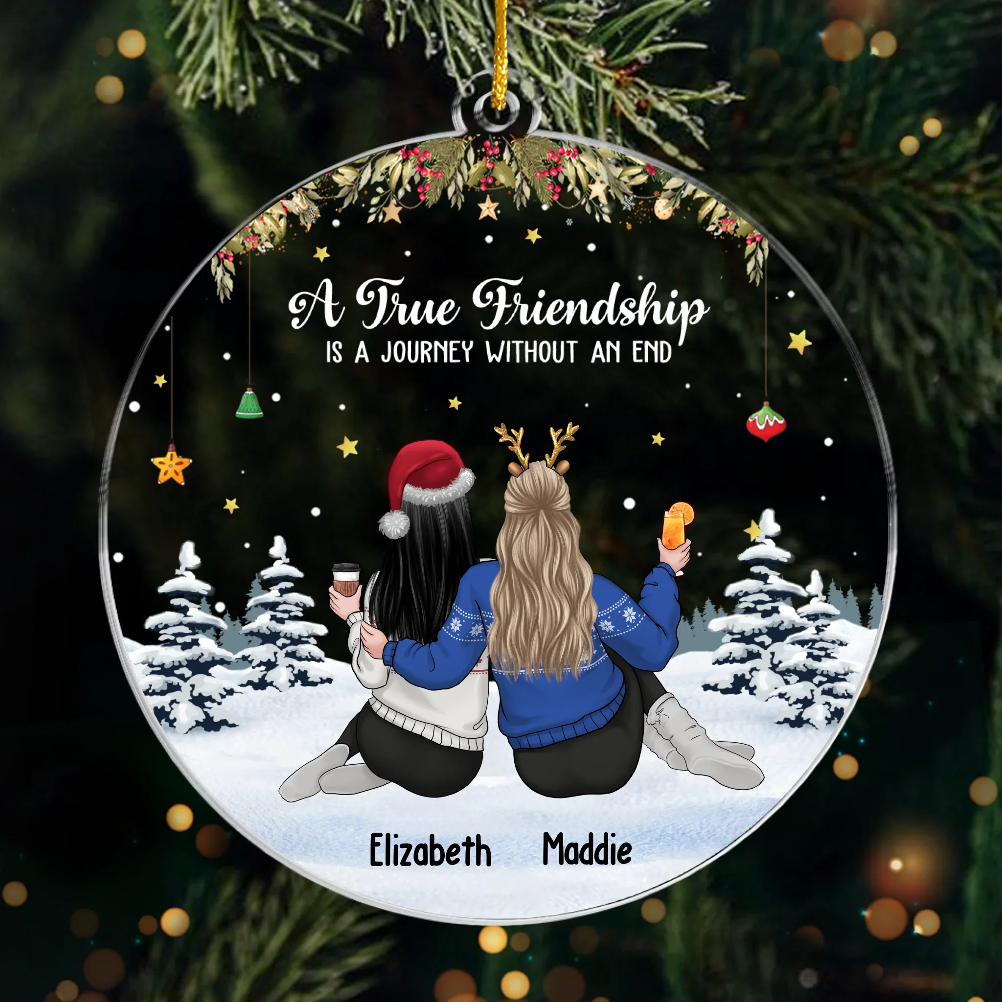 Custom Acrylic Ornament - Personalized Christmas Best Friend Birthday Gifts For Women, Besties, Sisters, BFF - Best Friends Make Christmas Brighter - Image 2