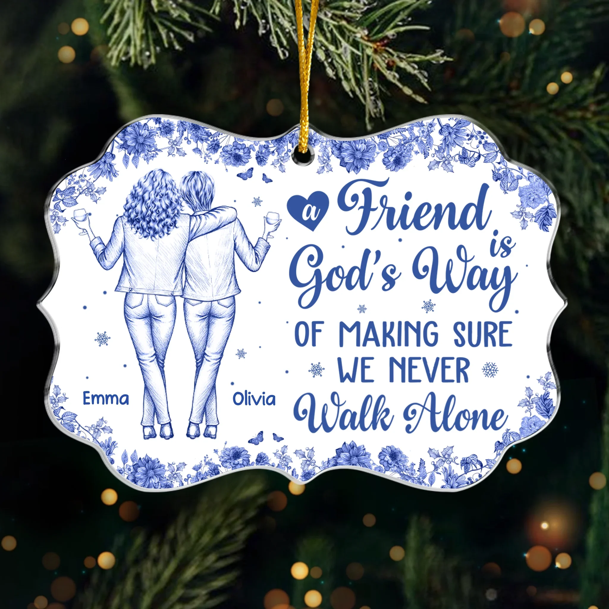 Custom Acrylic Ornament - Personalized Christmas Best Friend Birthday Gifts For Women, Besties, Sisters, BFF - Growing Old Side By Side - Image 2