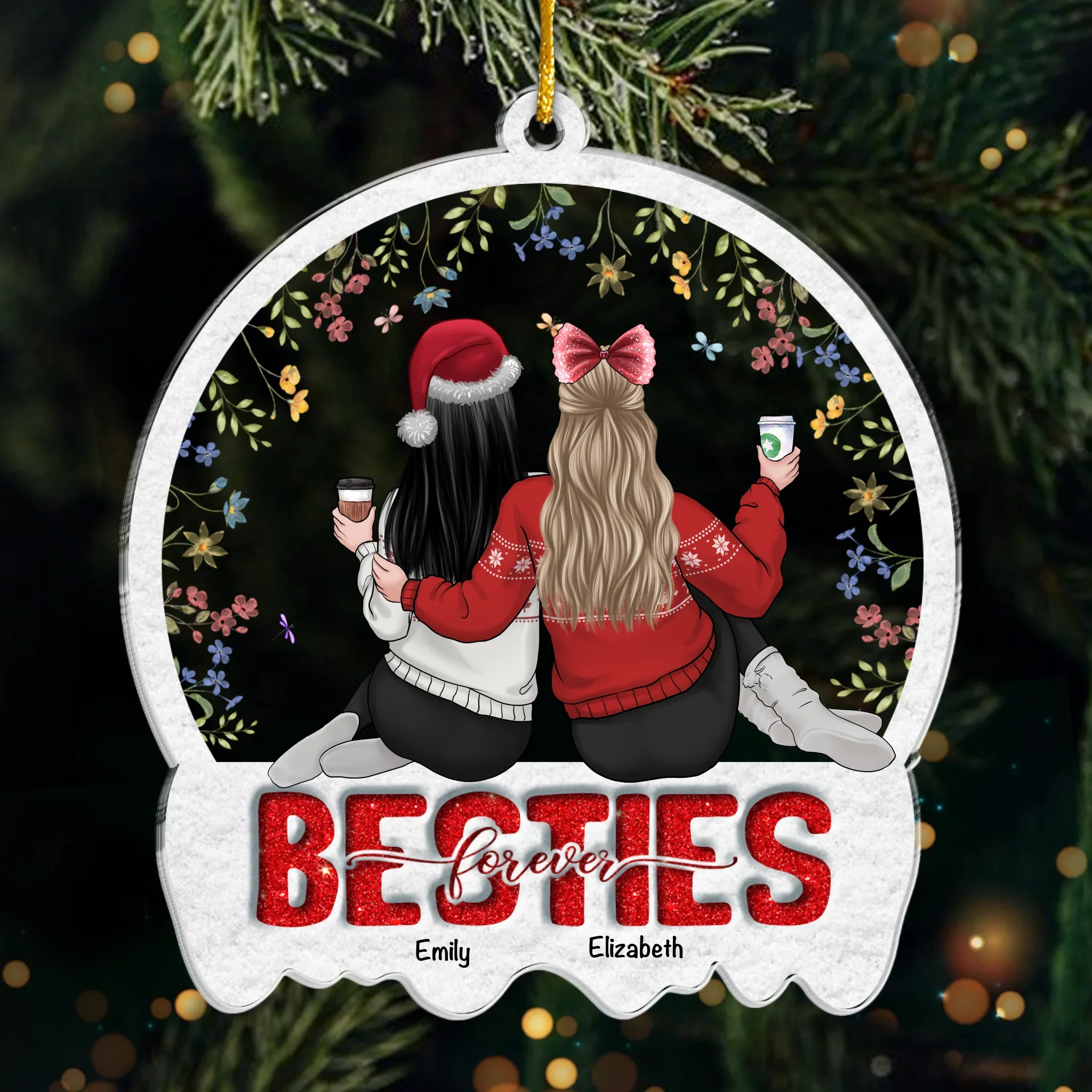 Custom Acrylic Ornament - Personalized Christmas Best Friend Birthday Gifts For Women, Besties, Sisters, BFF - Through Years We Shine Stronger - Image 2