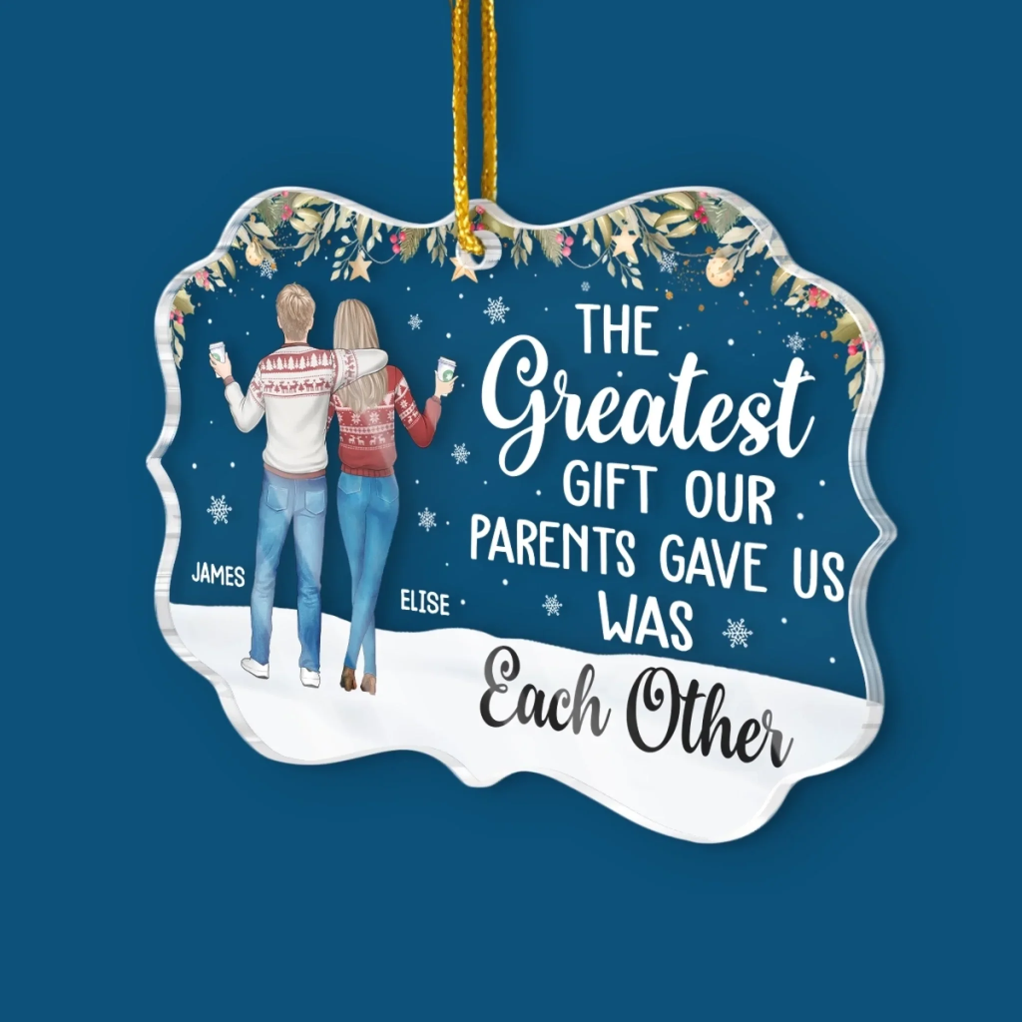 Custom Acrylic Ornament - Personalized Christmas Birthday Gifts For Brother, Sister - Blessed With Each Other - Image 3