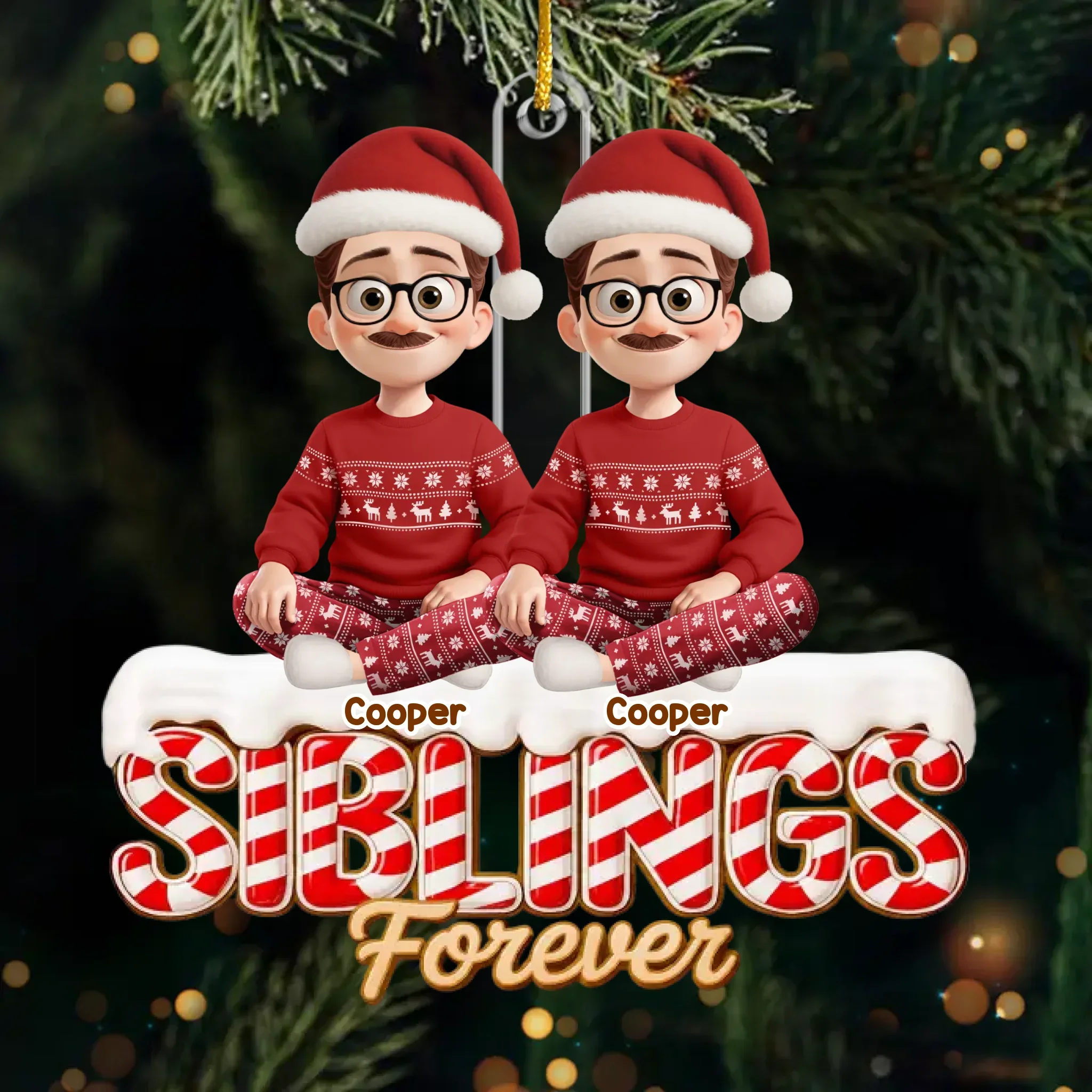 Custom Acrylic Ornament - Personalized Christmas Birthday Gifts For Brother, Sister - Double The Laughs Double The Fun - Image 2