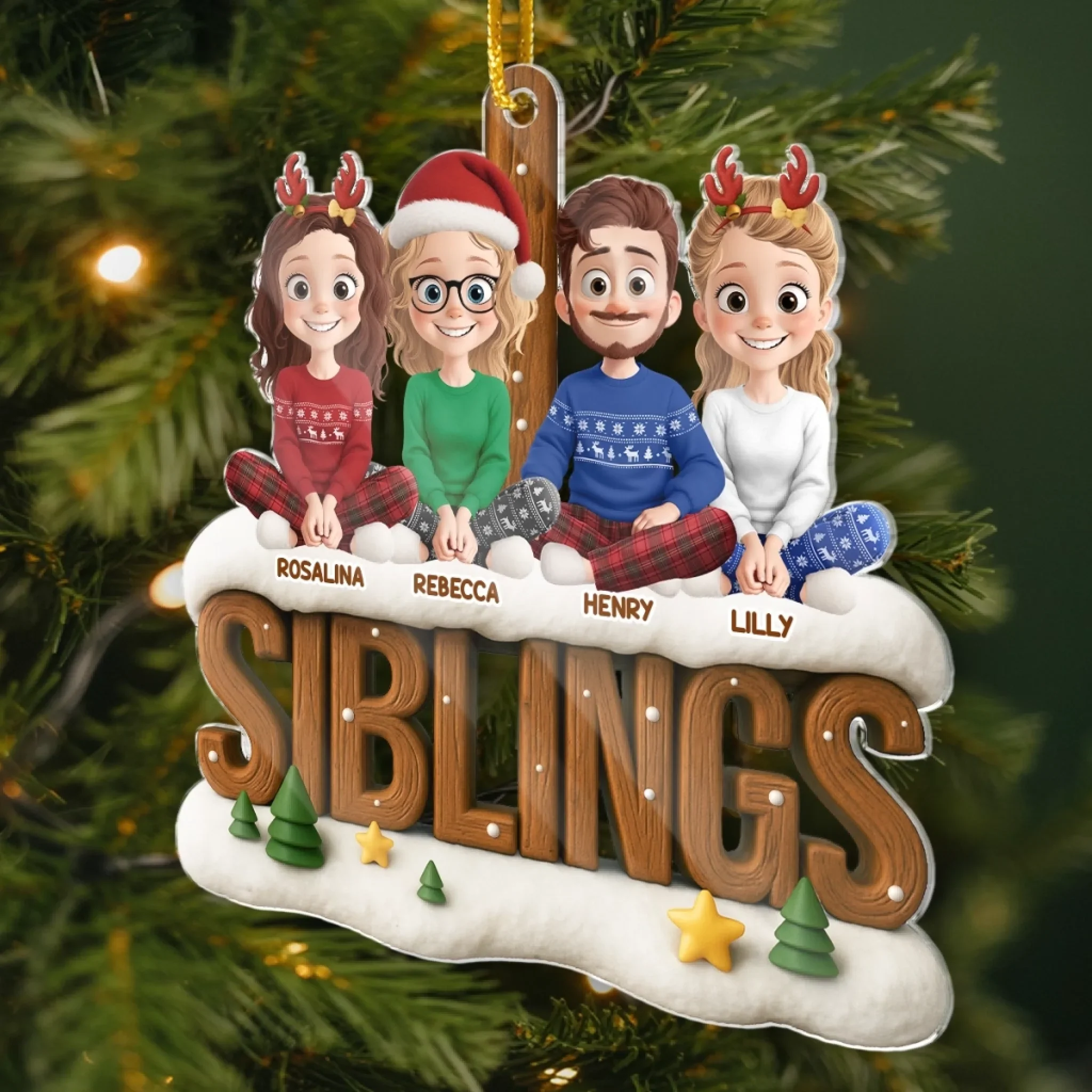 Custom Acrylic Ornament - Personalized Christmas Birthday Gifts For Brother, Sister - Together Through It All - Image 3
