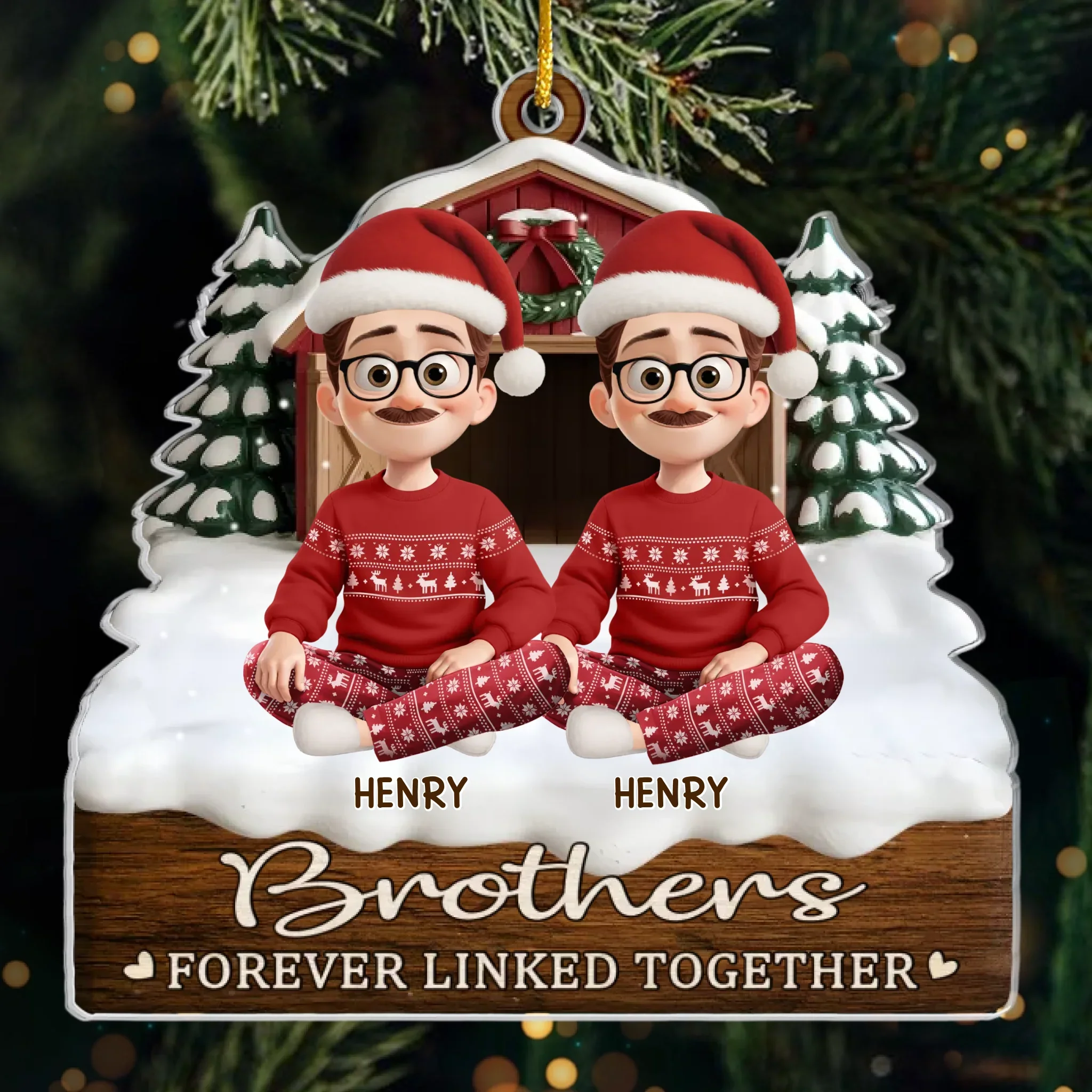 Custom Acrylic Ornament - Personalized Christmas Birthday Gifts For Brother, Sister - Warm Hearts Forever - Image 2