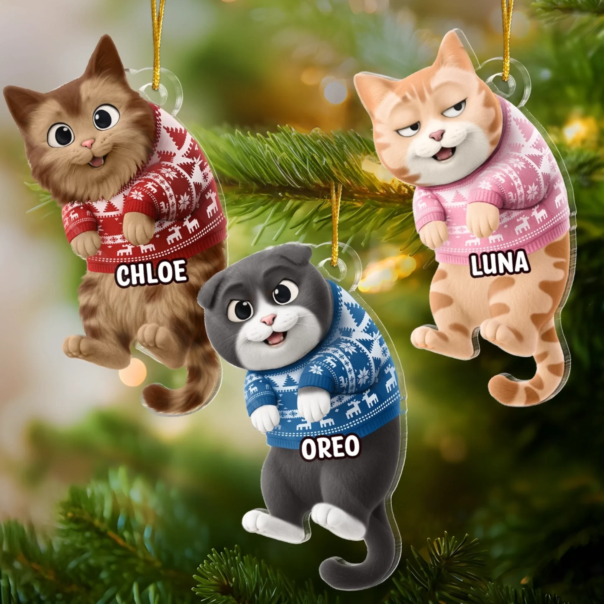 Custom Acrylic Ornament - Personalized Christmas Birthday Gifts For Cat Lovers, Cat Mom And Dad - Cats Make Spirits Bright - Image 3