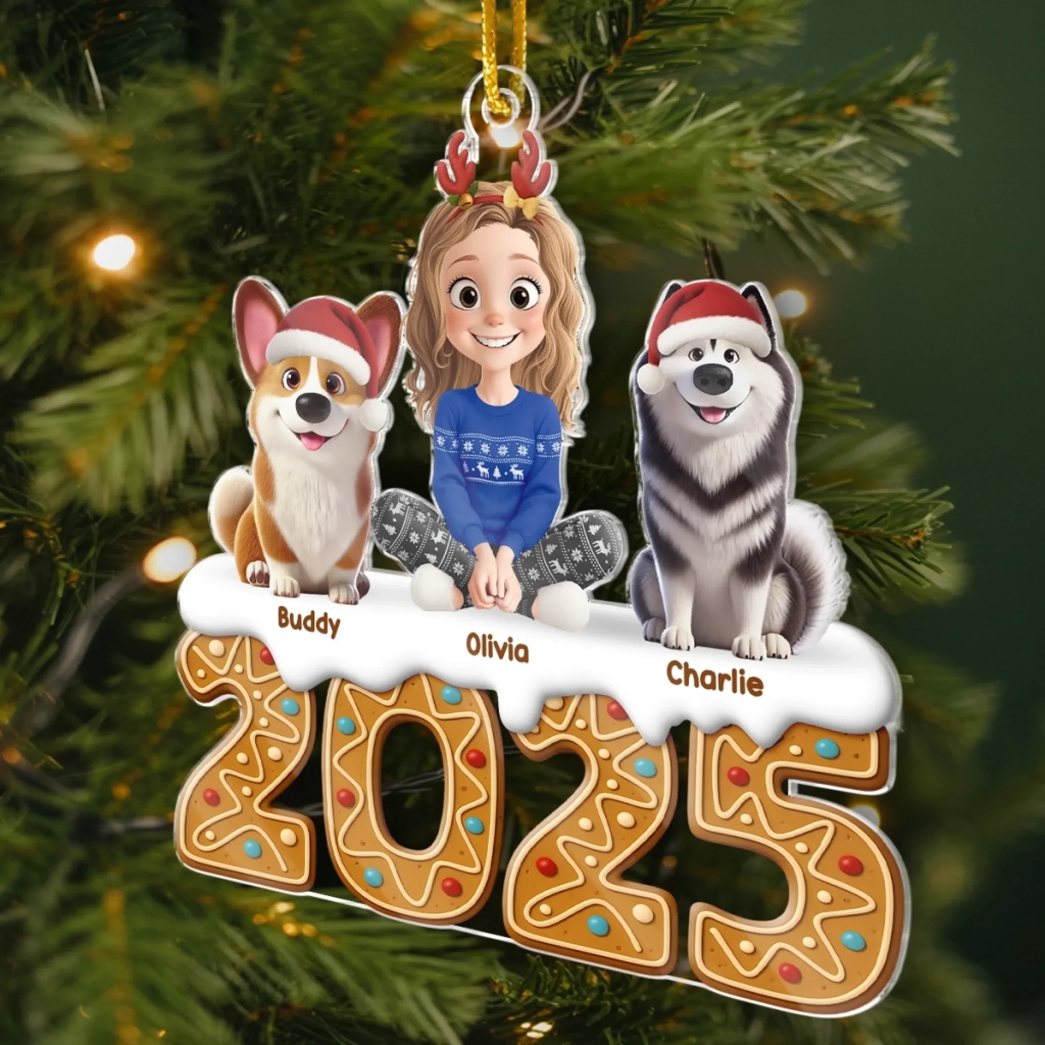 Custom Acrylic Ornament - Personalized Christmas Birthday Gifts For Dog Cat Lovers, Dog Dad And Mom, Cat Owners - Joy Comes With Paws - Image 3