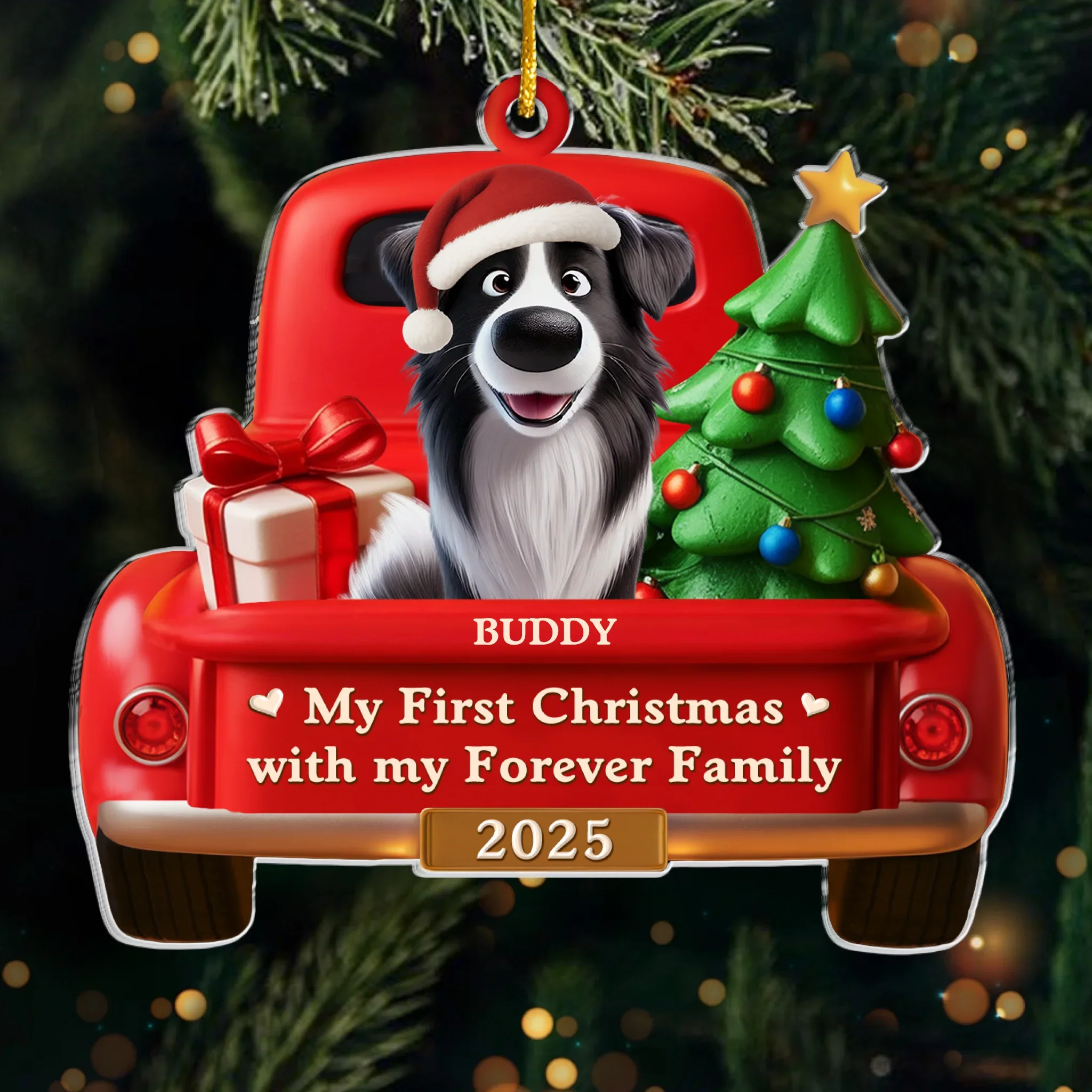Custom Acrylic Ornament - Personalized Christmas Birthday Gifts For Dog Lovers, Dog Dad And Mom - My Forever Home, My First Christmas - Image 2