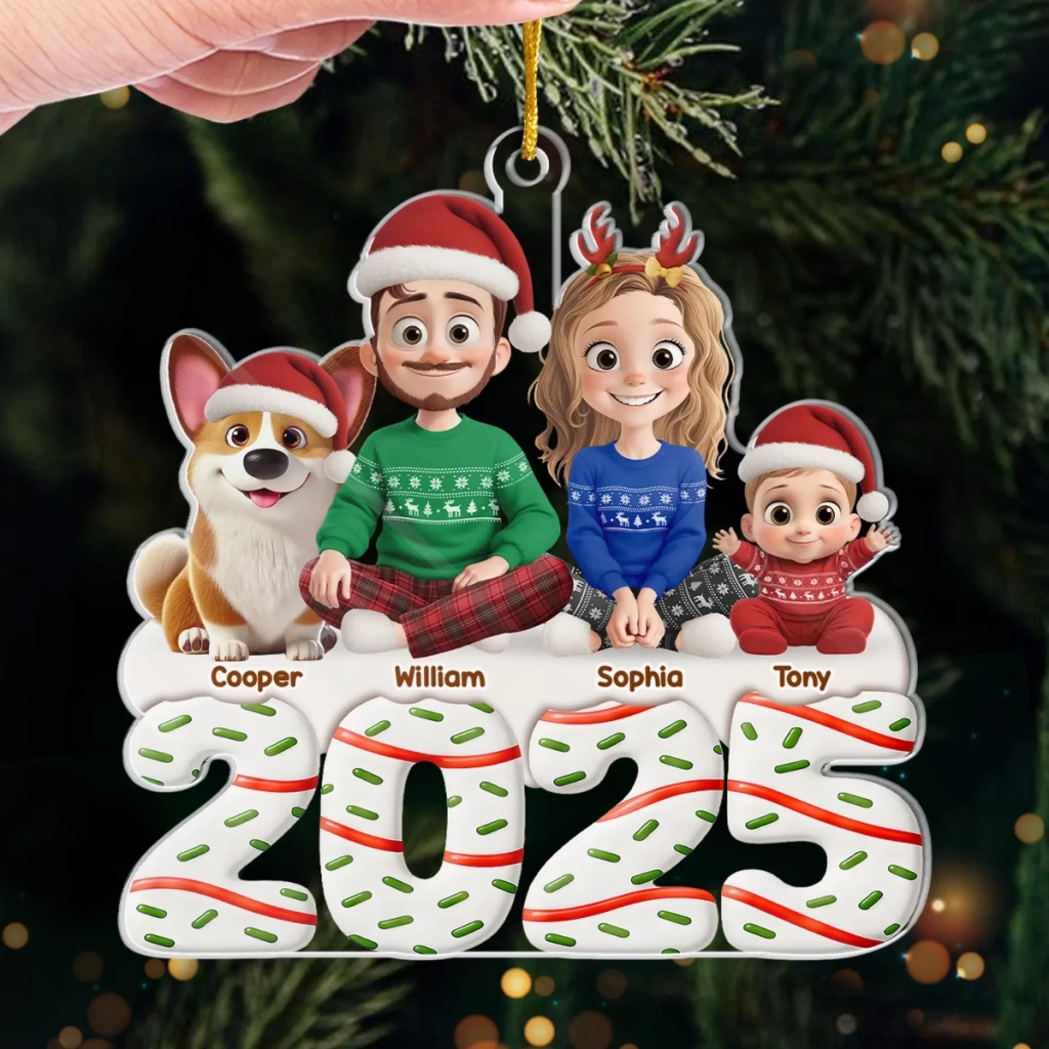 Custom Acrylic Ornament - Personalized Christmas Birthday Gifts For Family, Dog Cat Lovers - Happiness Baked Into Every Moment - Image 4