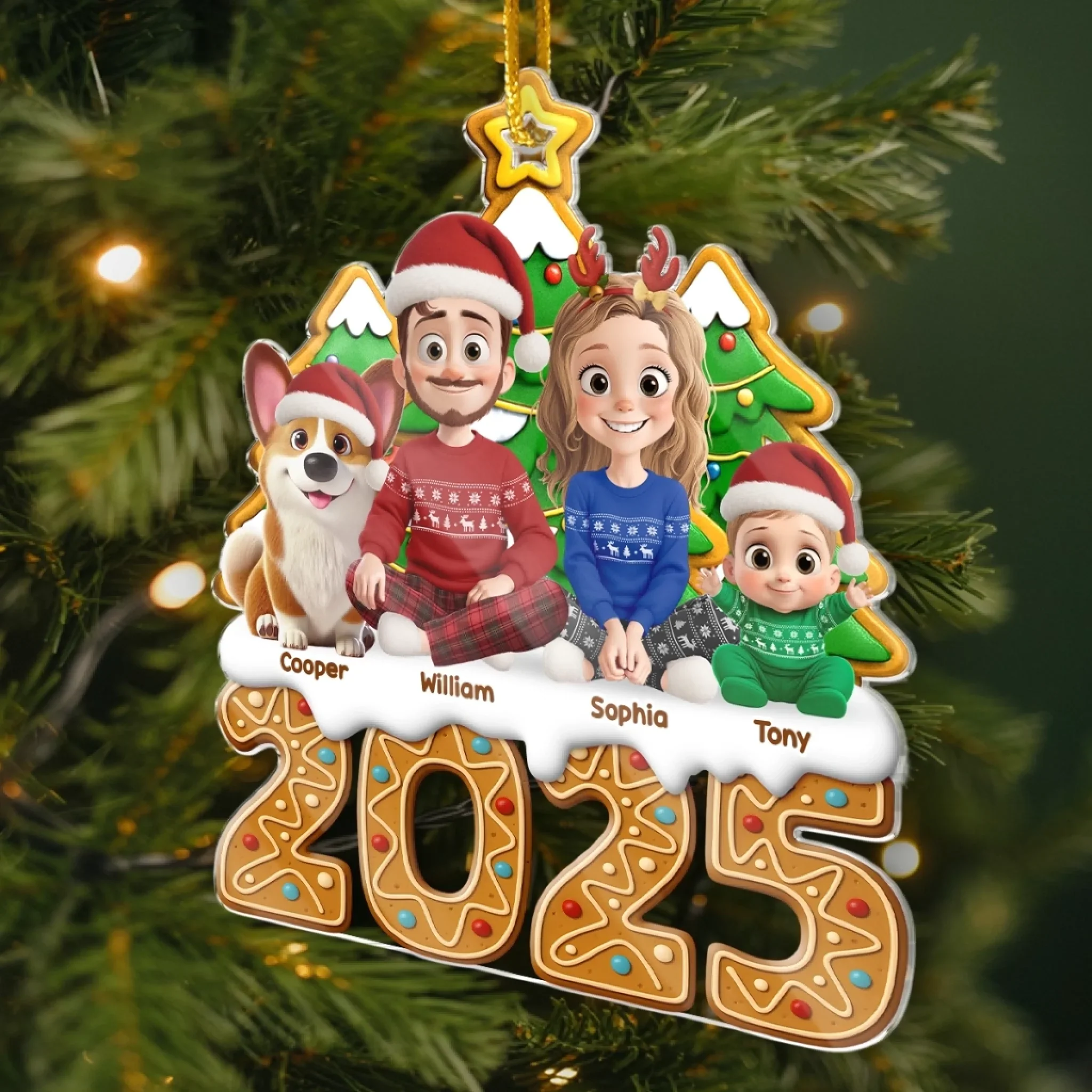 Custom Acrylic Ornament - Personalized Christmas Birthday Gifts For Family, Dog Cat Lovers - Hearts Gather Here - Image 3