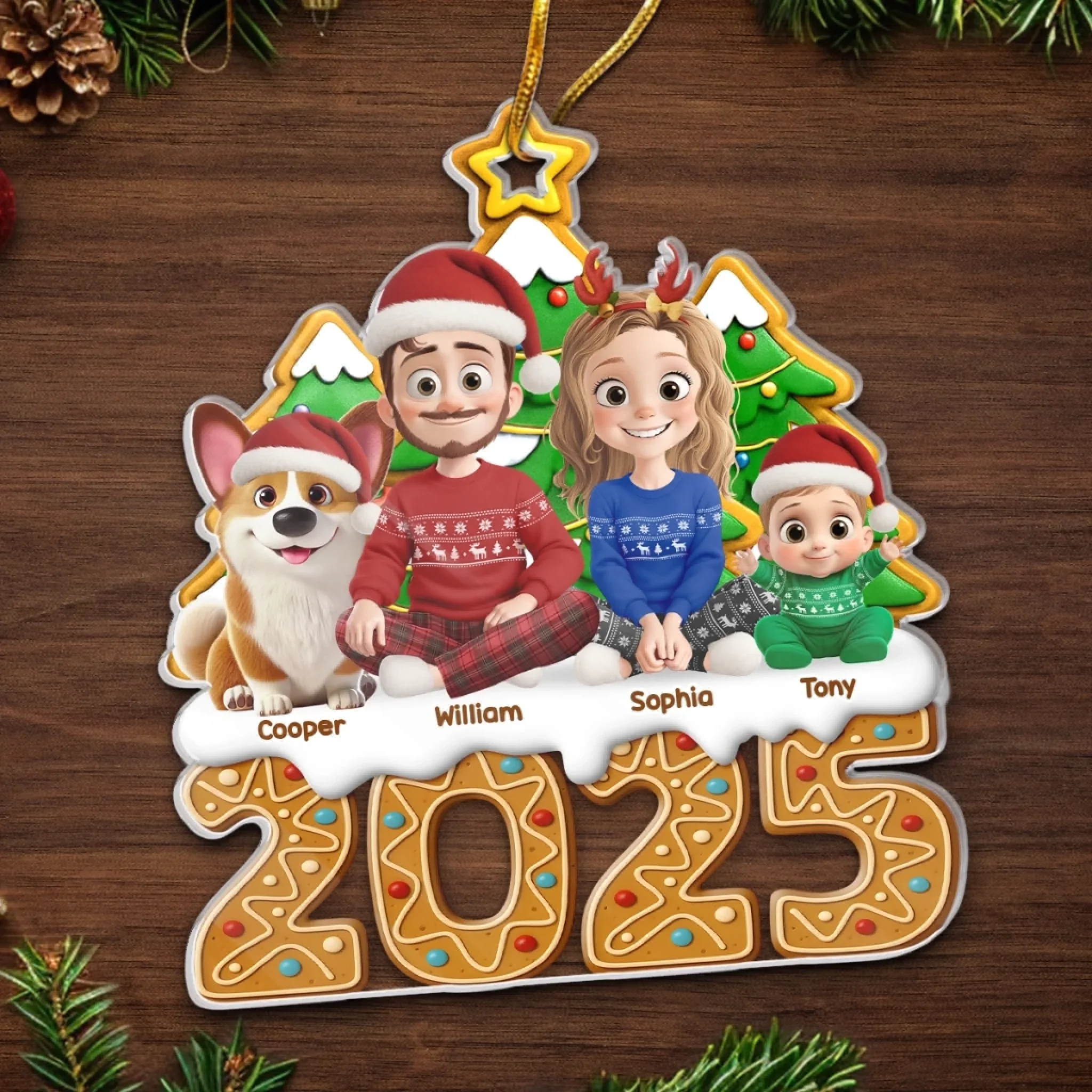 Custom Acrylic Ornament - Personalized Christmas Birthday Gifts For Family, Dog Cat Lovers - Hearts Gather Here - Image 5