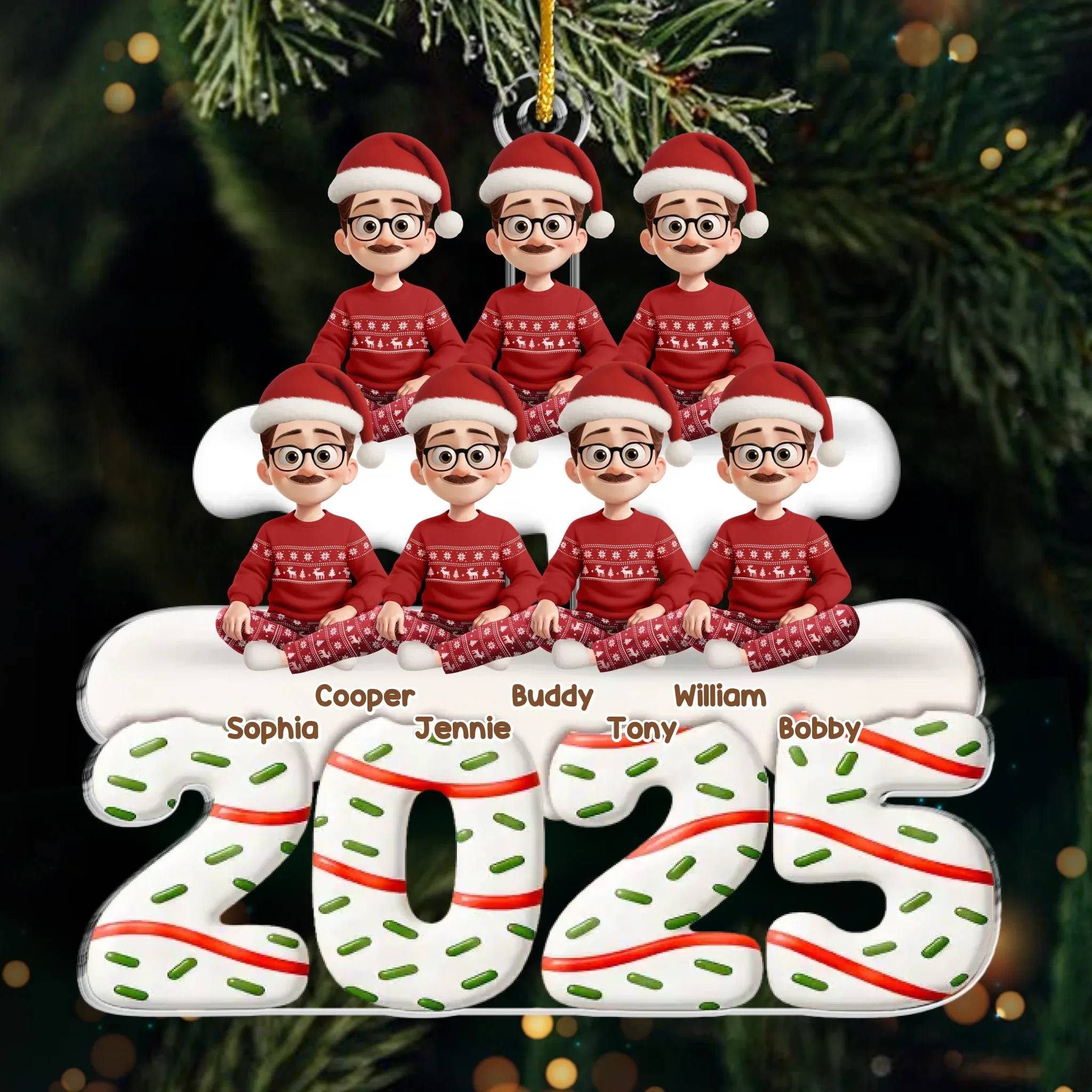 Custom Acrylic Ornament - Personalized Christmas Birthday Gifts For Family, Dog Cat Lovers - Holiday Hearts Family Smiles - Image 2