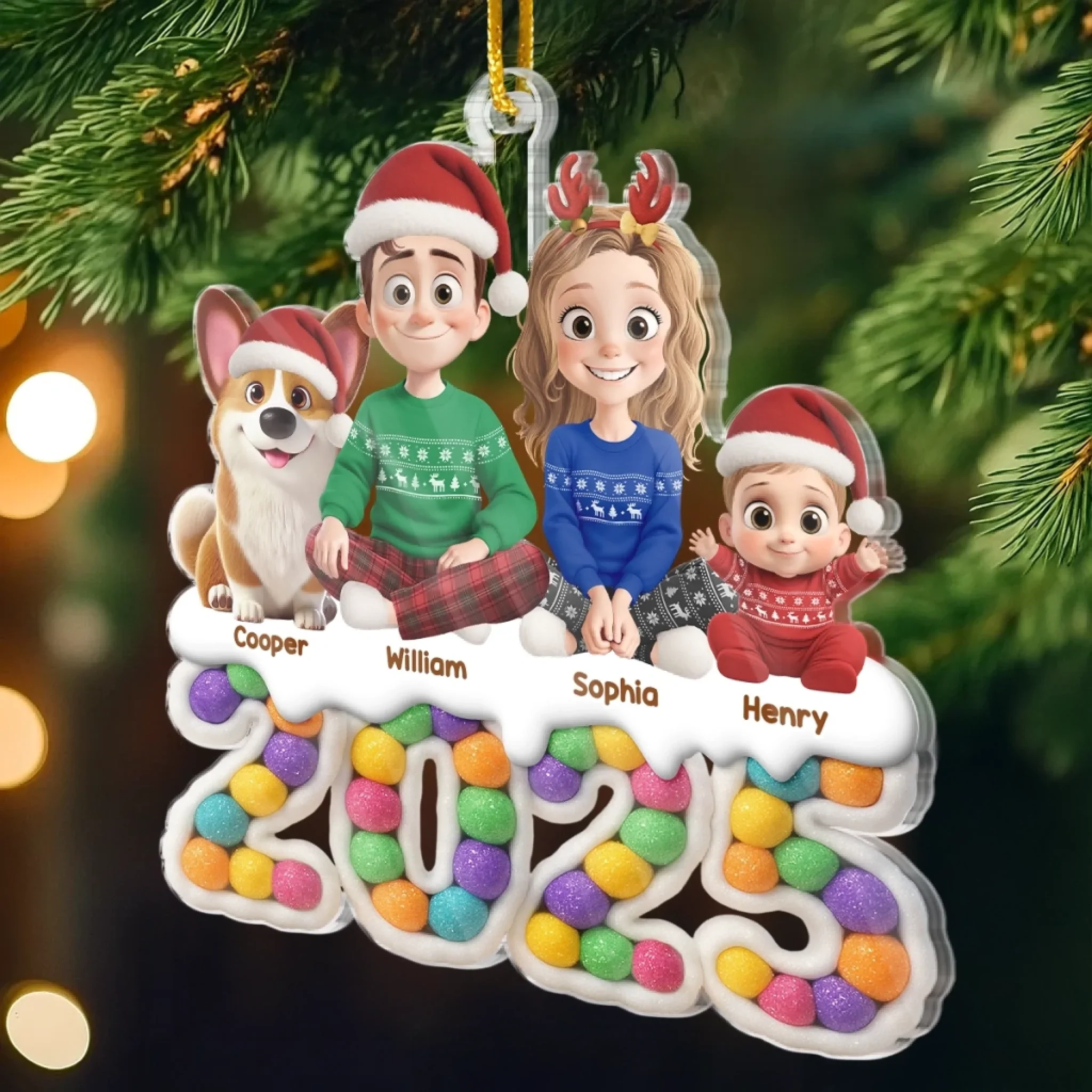 Custom Acrylic Ornament - Personalized Christmas Birthday Gifts For Family, Dog Cat Lovers - Love Gathers Here - Image 3